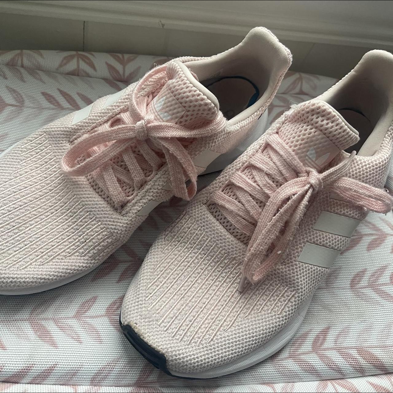 light pink and green adidas shoes