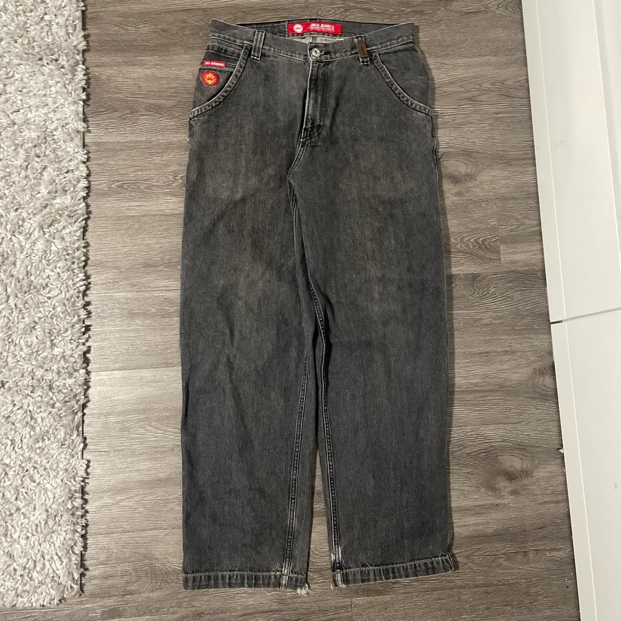 JNCO Men's Black and Red Jeans | Depop