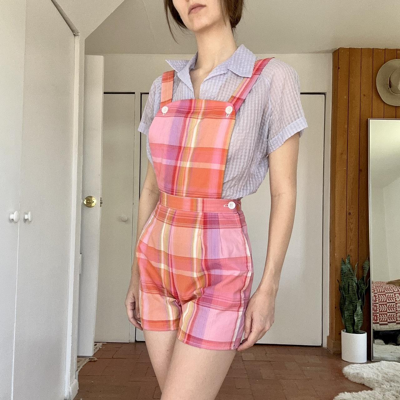 1950s / 1960s madras shorts overalls / romper. Looks | Depop