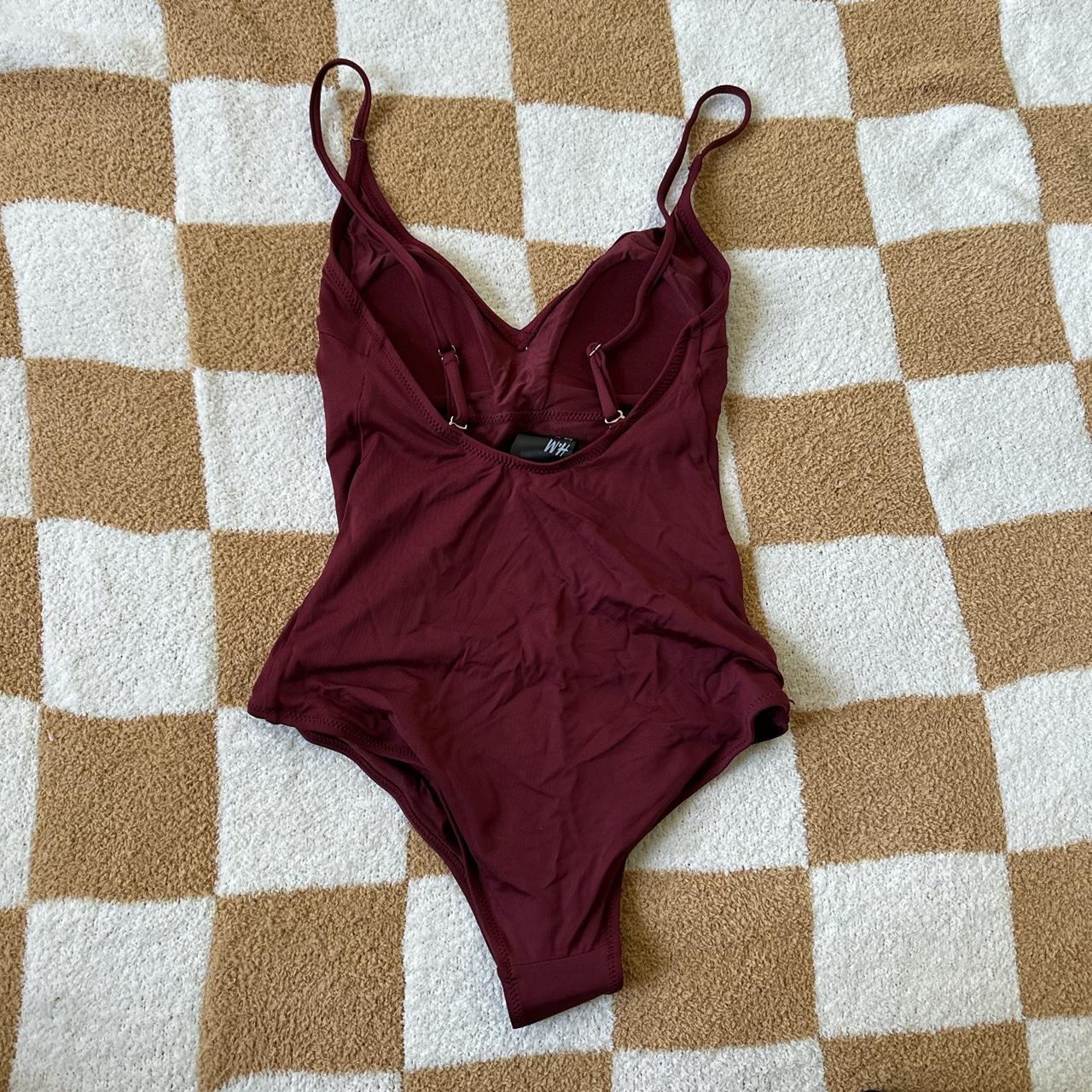 H&M Women's Burgundy Swimsuit-one-piece | Depop