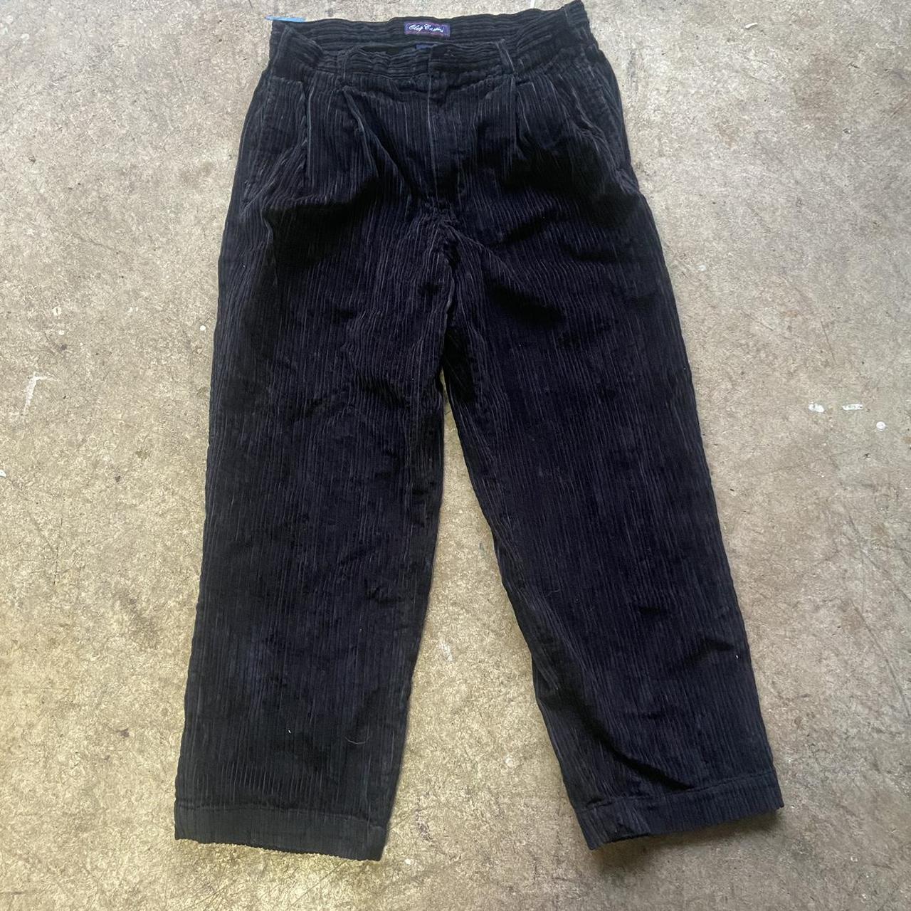 Baggy Fit Black Corduroy Pants Size 36x30 Missing... - Depop