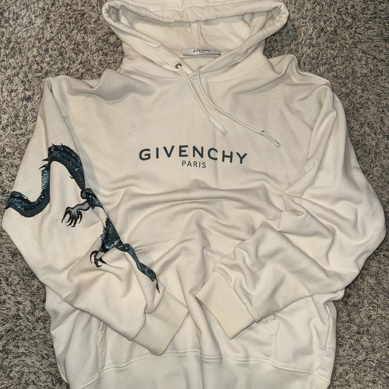 Givenchy Paris cream and black dragon hoodie Depop