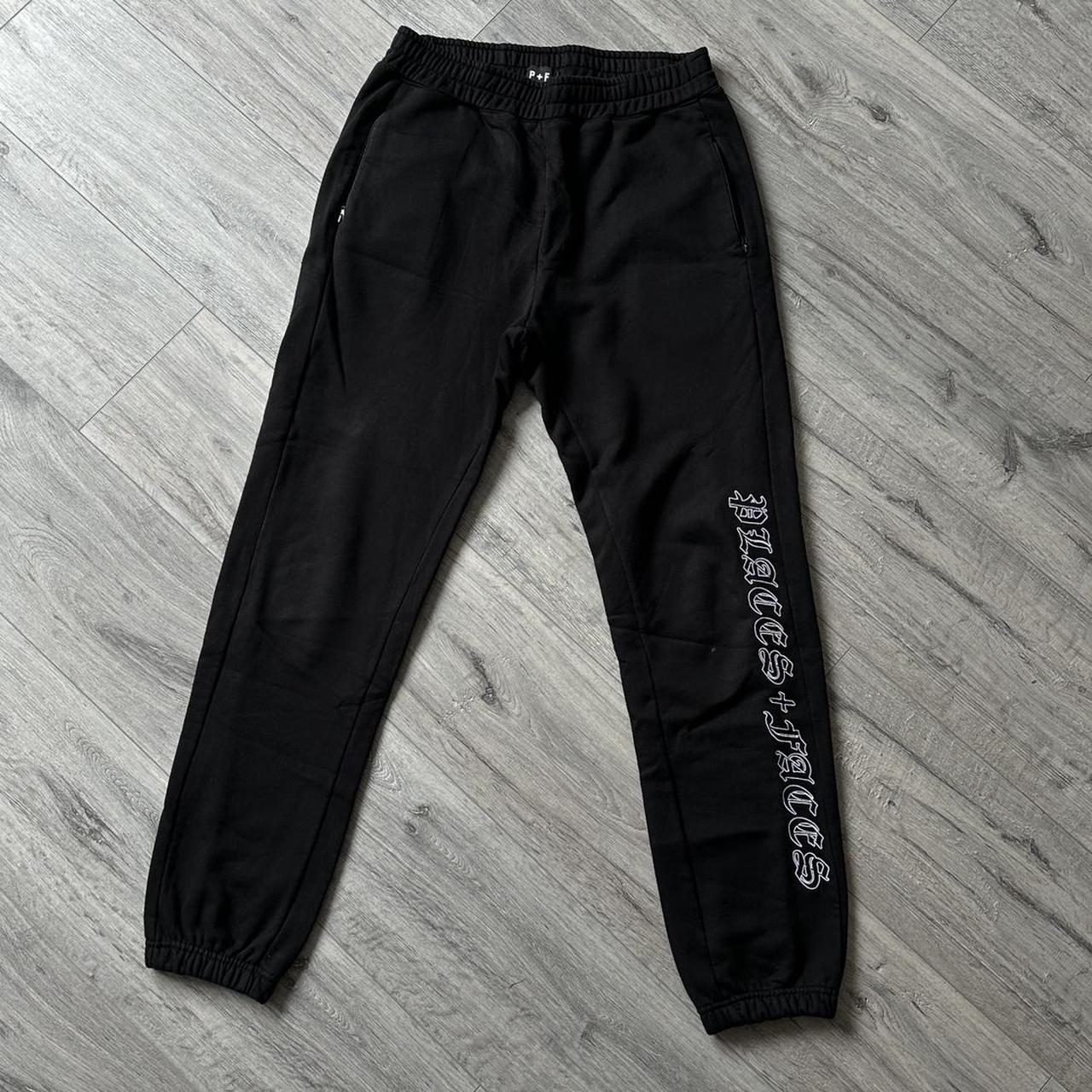 places and faces old english sweatpants black size... - Depop