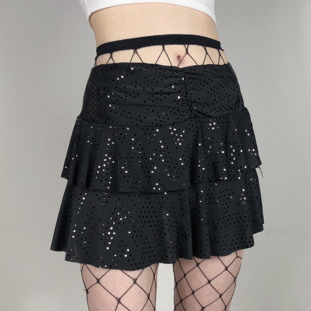 PILOT 2000s y2k black tiered rara mini skirt with... - Depop