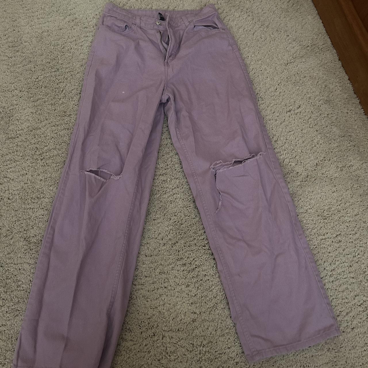 Purple H &M Jeans Holes in knees worn twice Women’s 6 - Depop