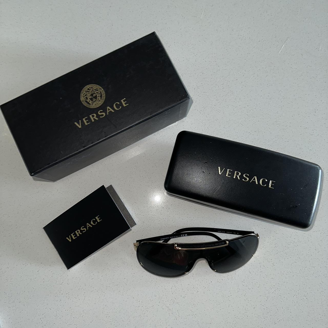 Versace Men's Black And Gold Sunglasses 