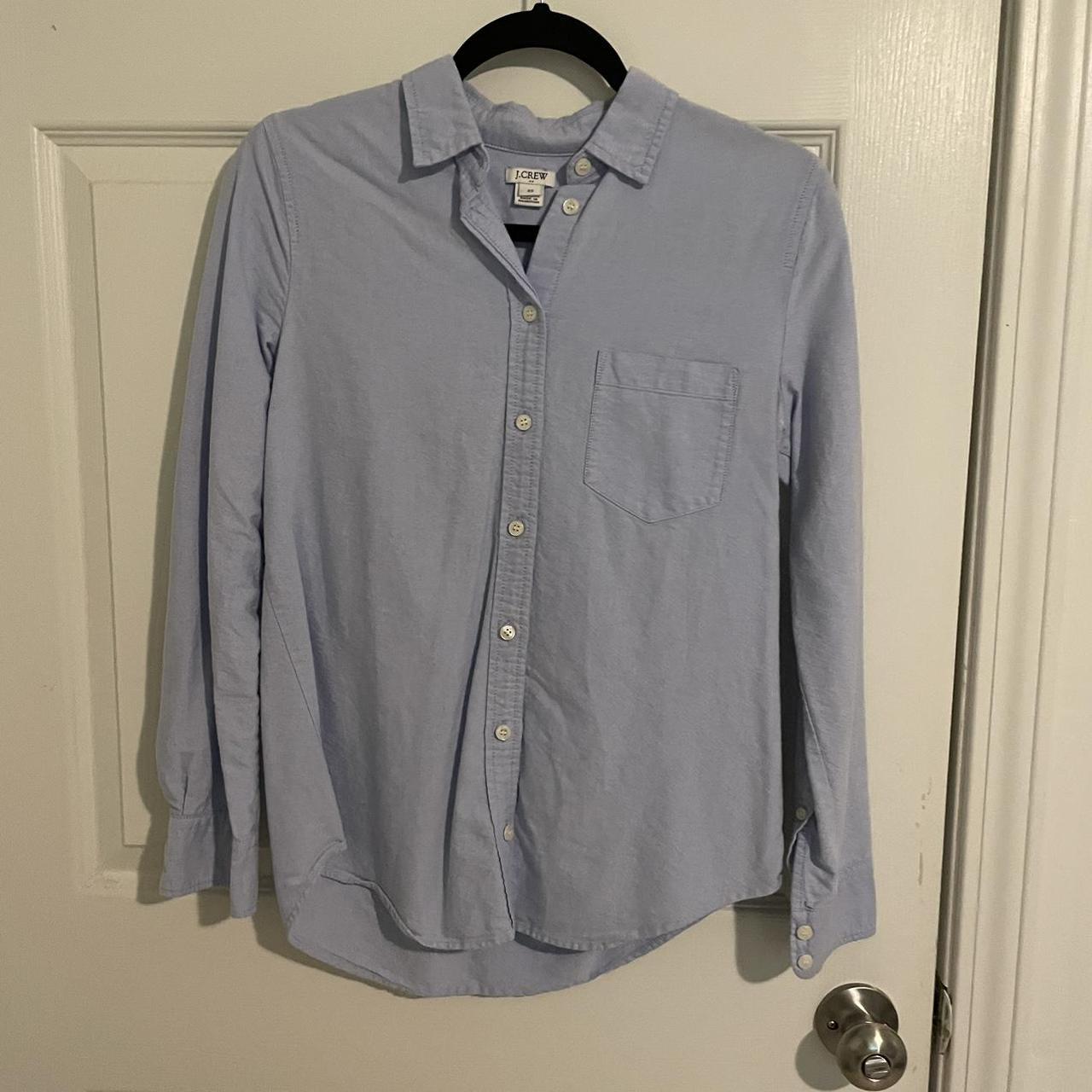 XS J Crew blue button up long sleeve shirt. Small... - Depop