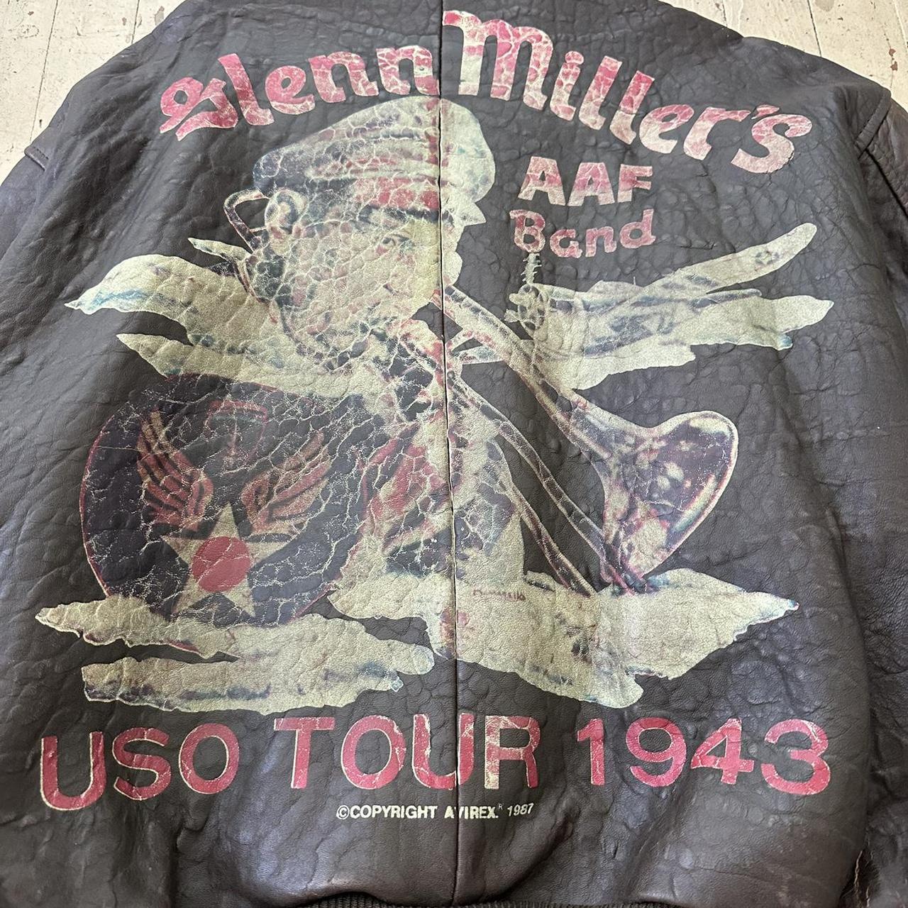 グレン・ミラー USOツアー1943 A-2 フライトジャケット 1987 Glenn Miller Avirex A-2 USO TOUR 1943 Leather | Depop