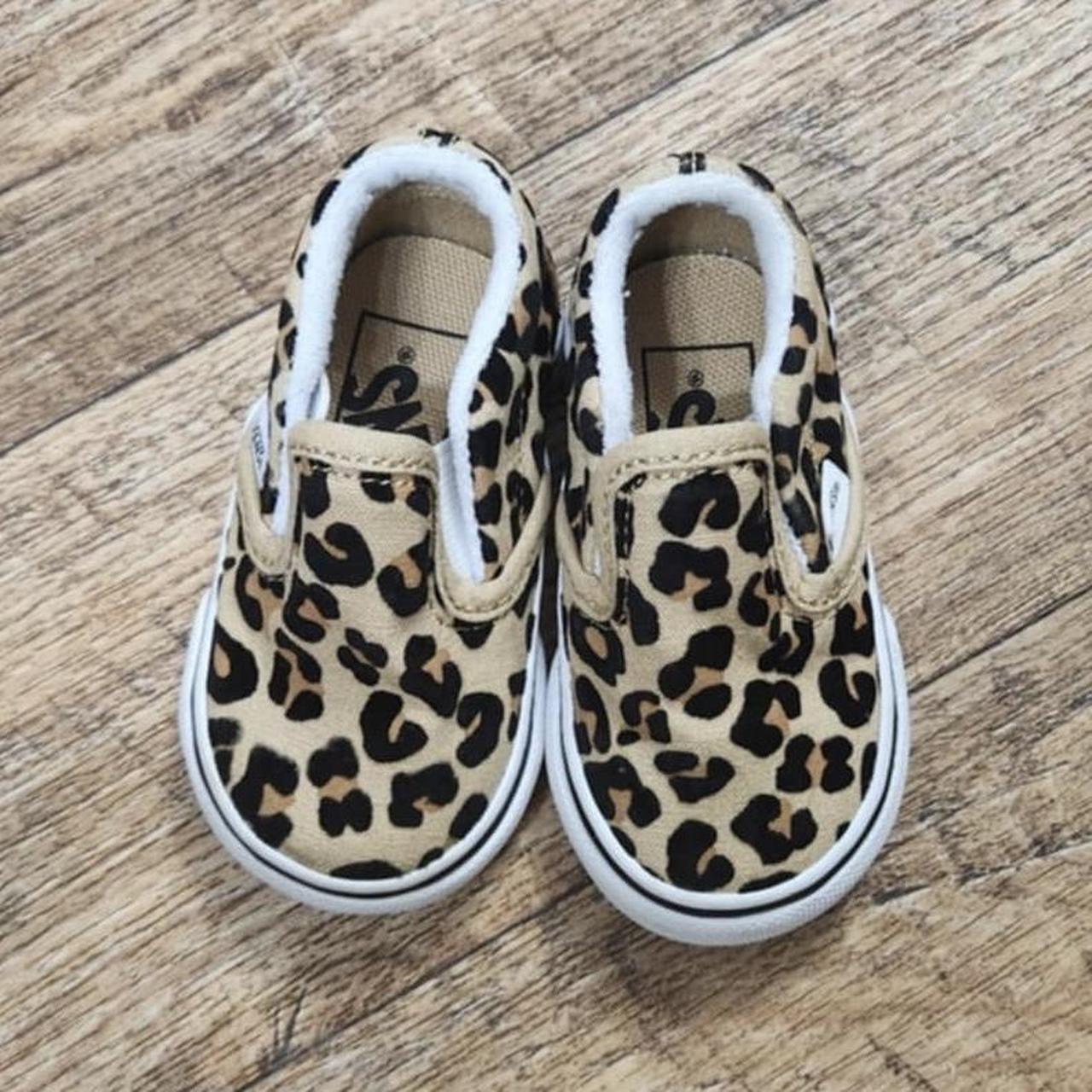 Vans Baby Cheetah Animal Print Slip Ons Size 3 Depop