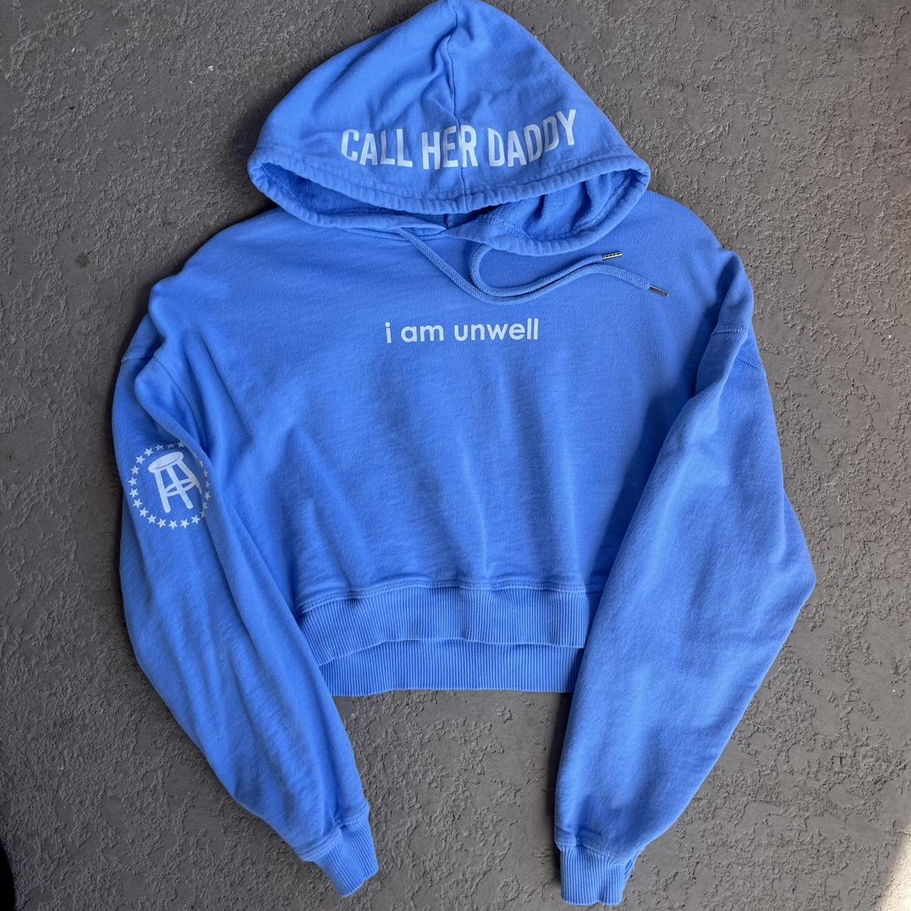 Barstool Sports Women's Blue and White Hoodie Depop
