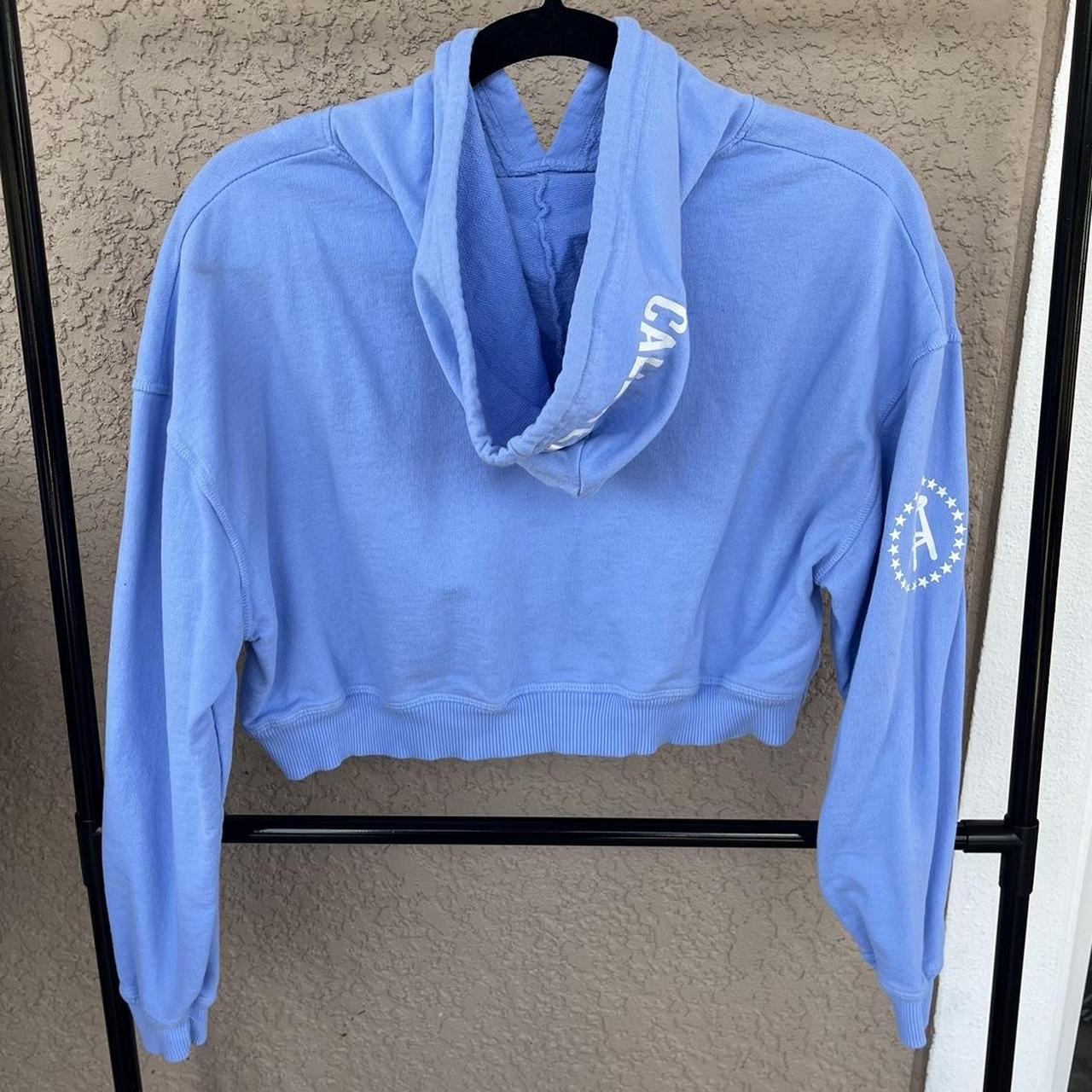 Barstool Sports Women's Blue and White Hoodie Depop