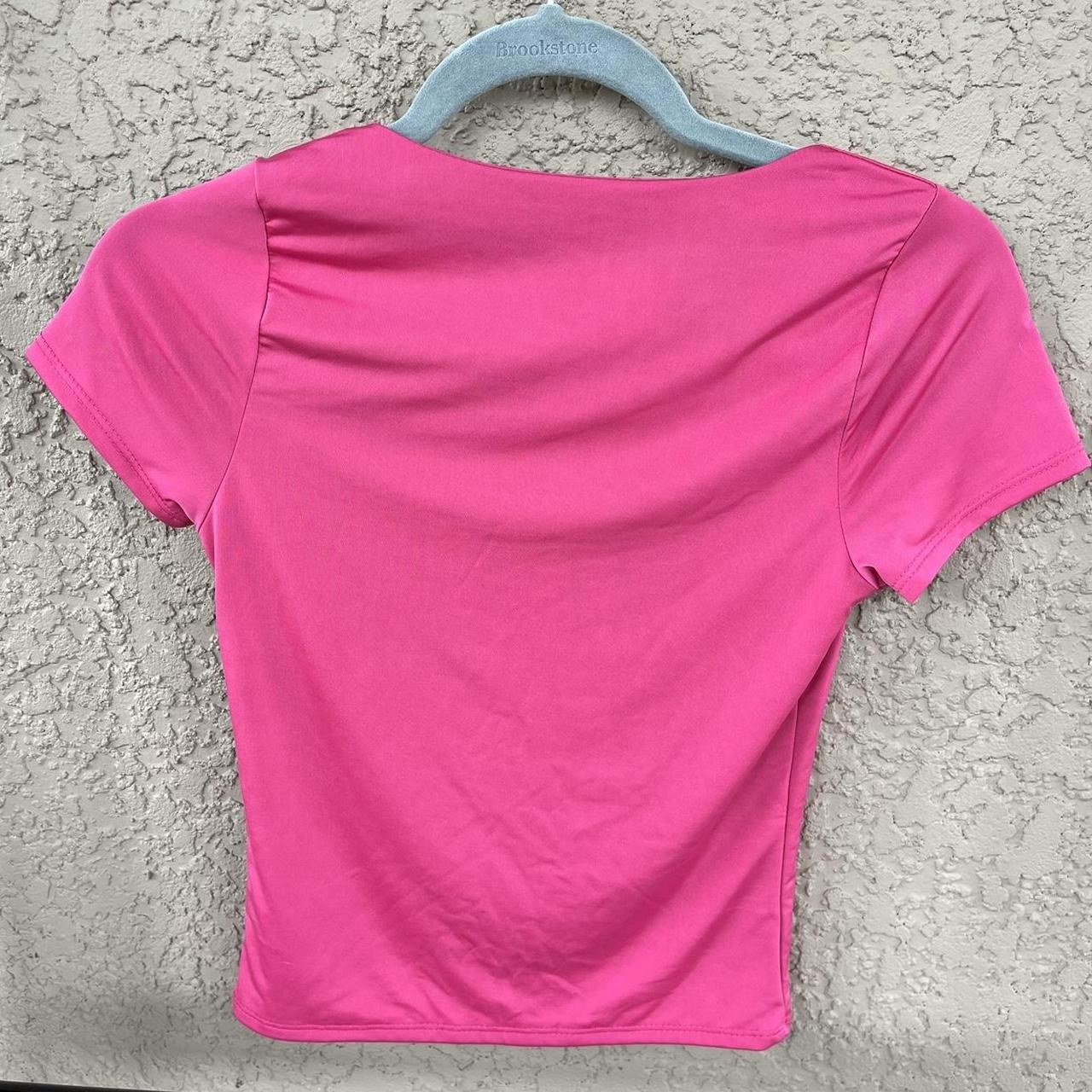 Super cute hot pink square neck top!! size small,... - Depop