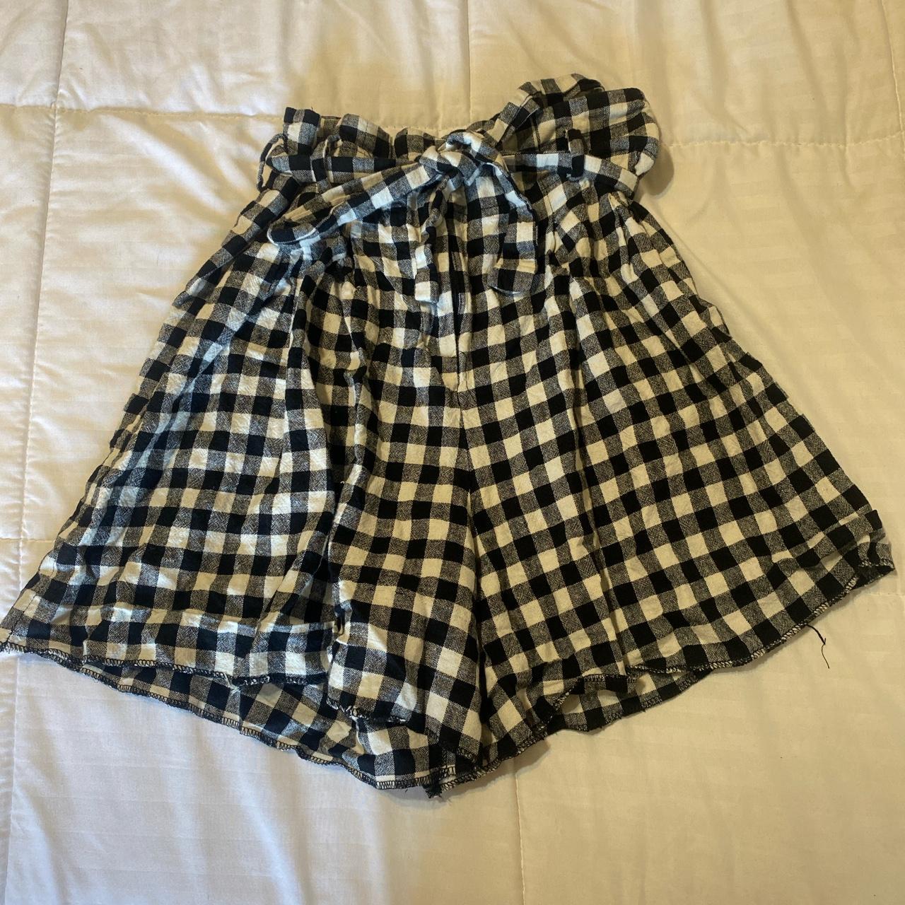 Gingham Black & White Zara Shorts - Depop