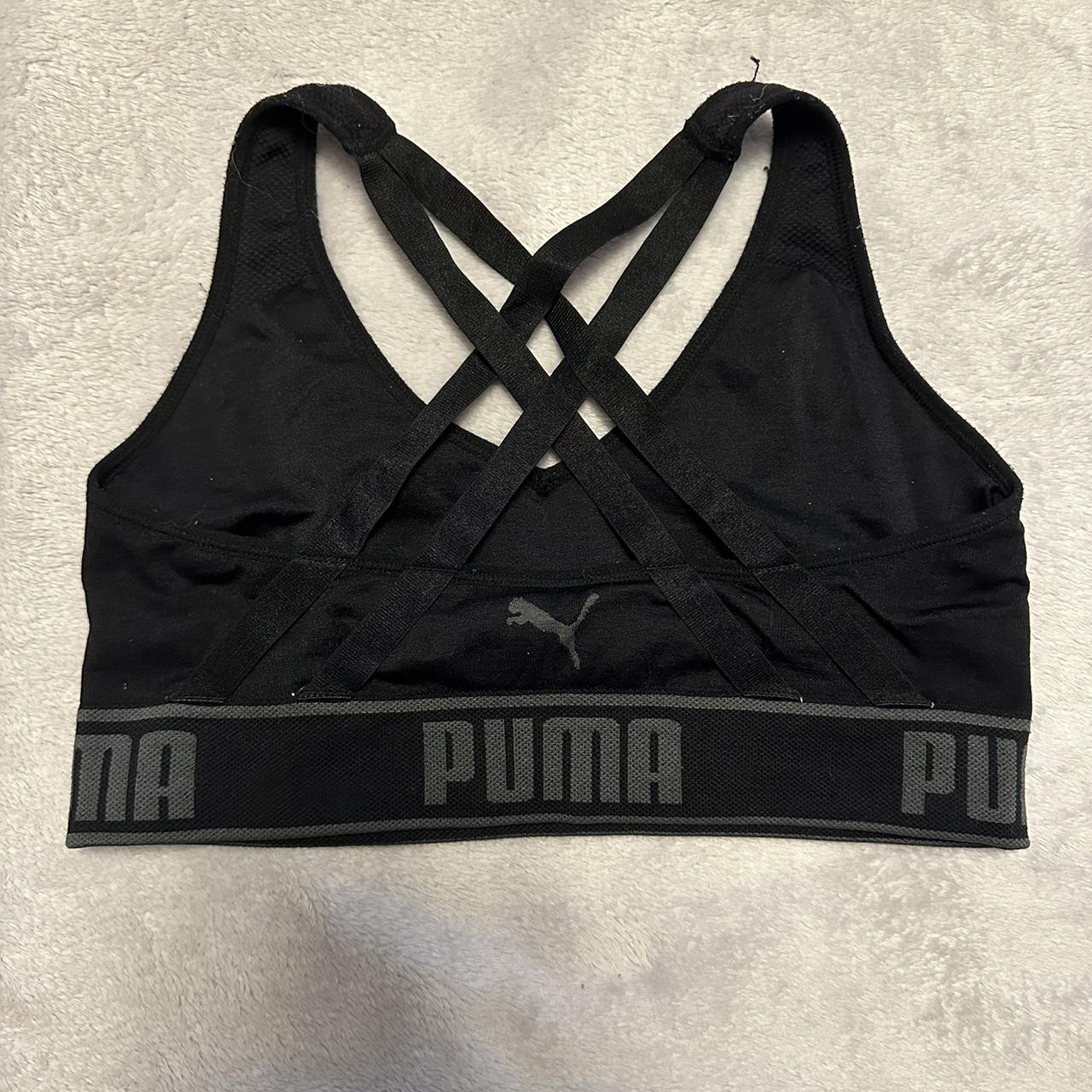 puma black sports bra size small (fits xsmall - Depop