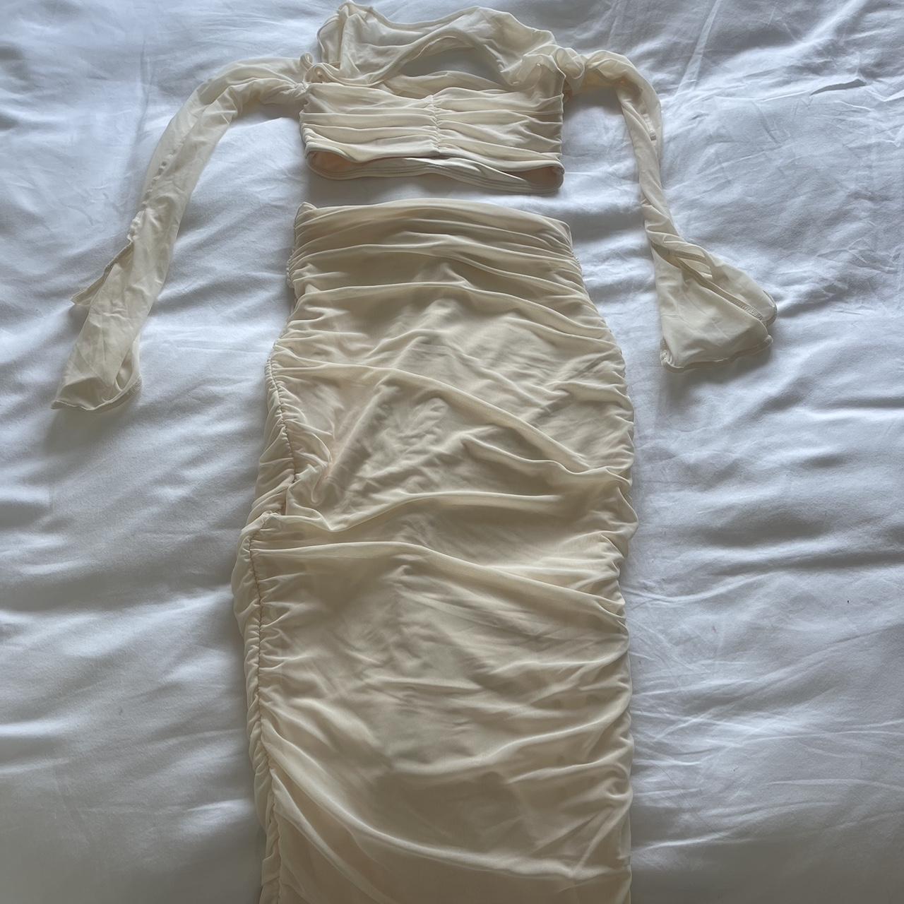 Cream oh polly skirt set like new worn once 🤍 Depop