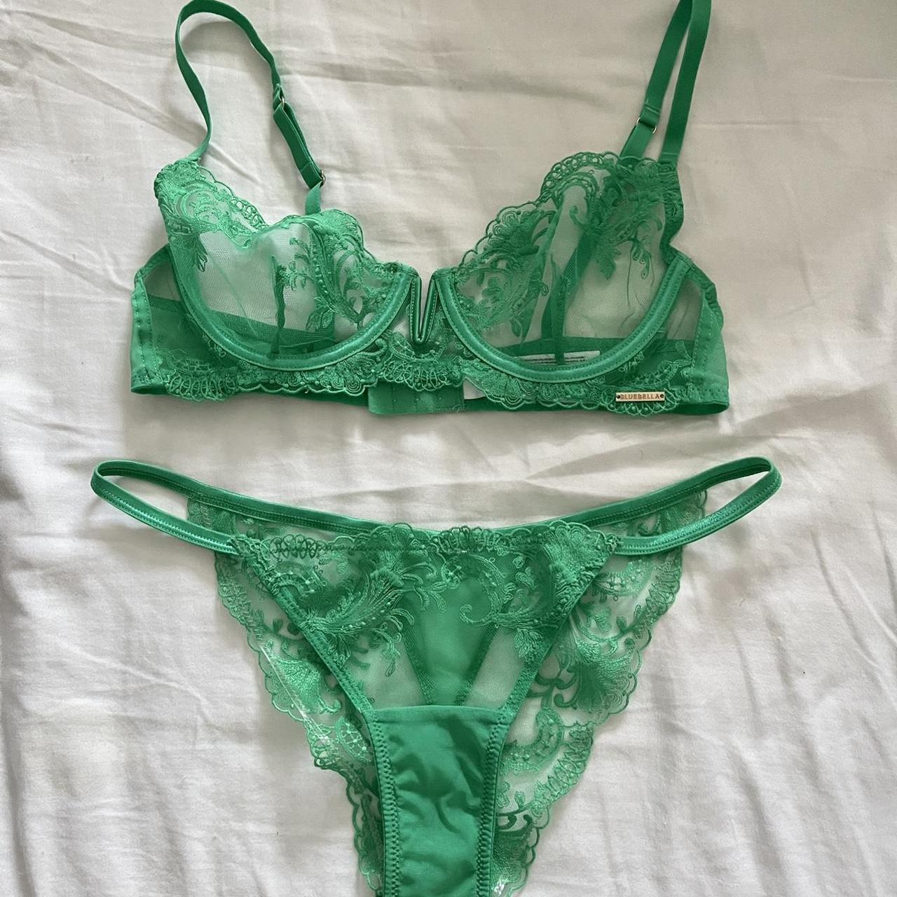 Bluebella Women's Green Bra Depop