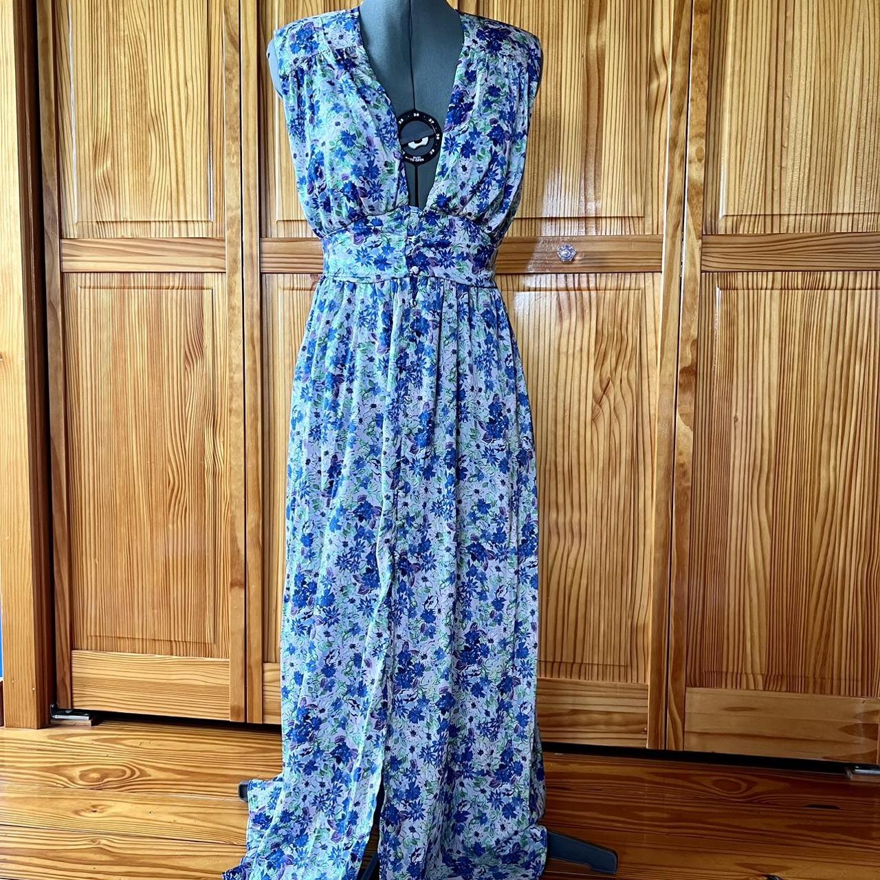 Zara blue and 2024 white maxi dress