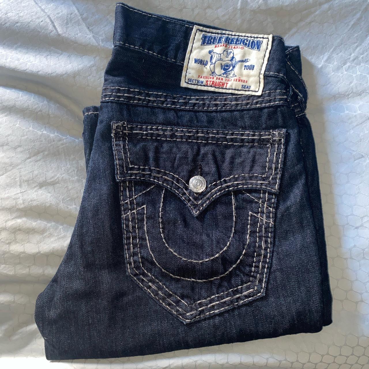 True Religion “Triple Stitch” Straight Jeans Size... - Depop