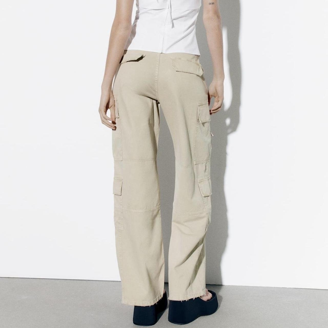 ZARA cargo pants beige Size 10 women Brand new with - Depop