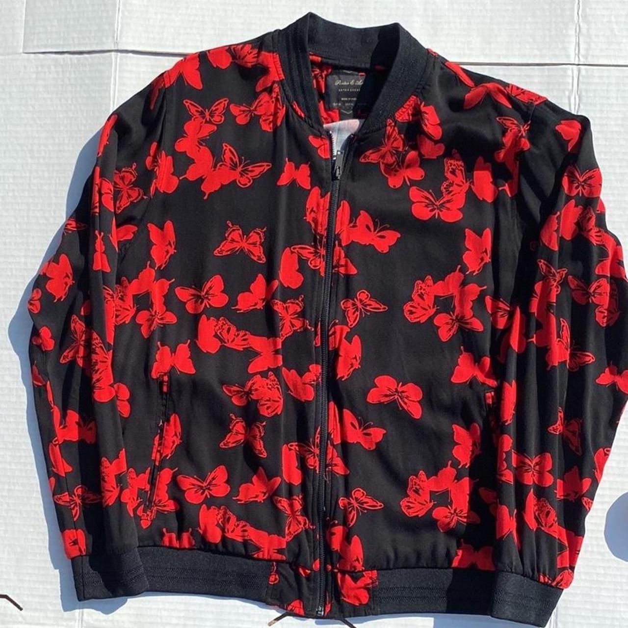 Butterfly Jacket Black & Red Excellent preowned... - Depop