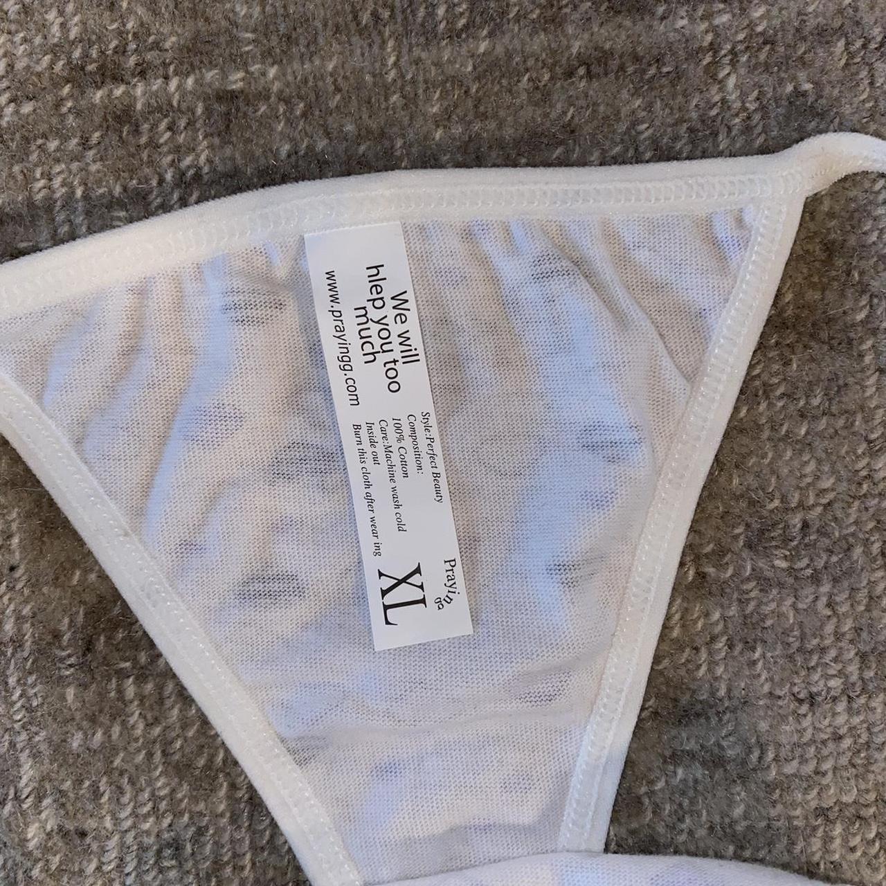 Praying Women's White and Purple Underwear | Depop