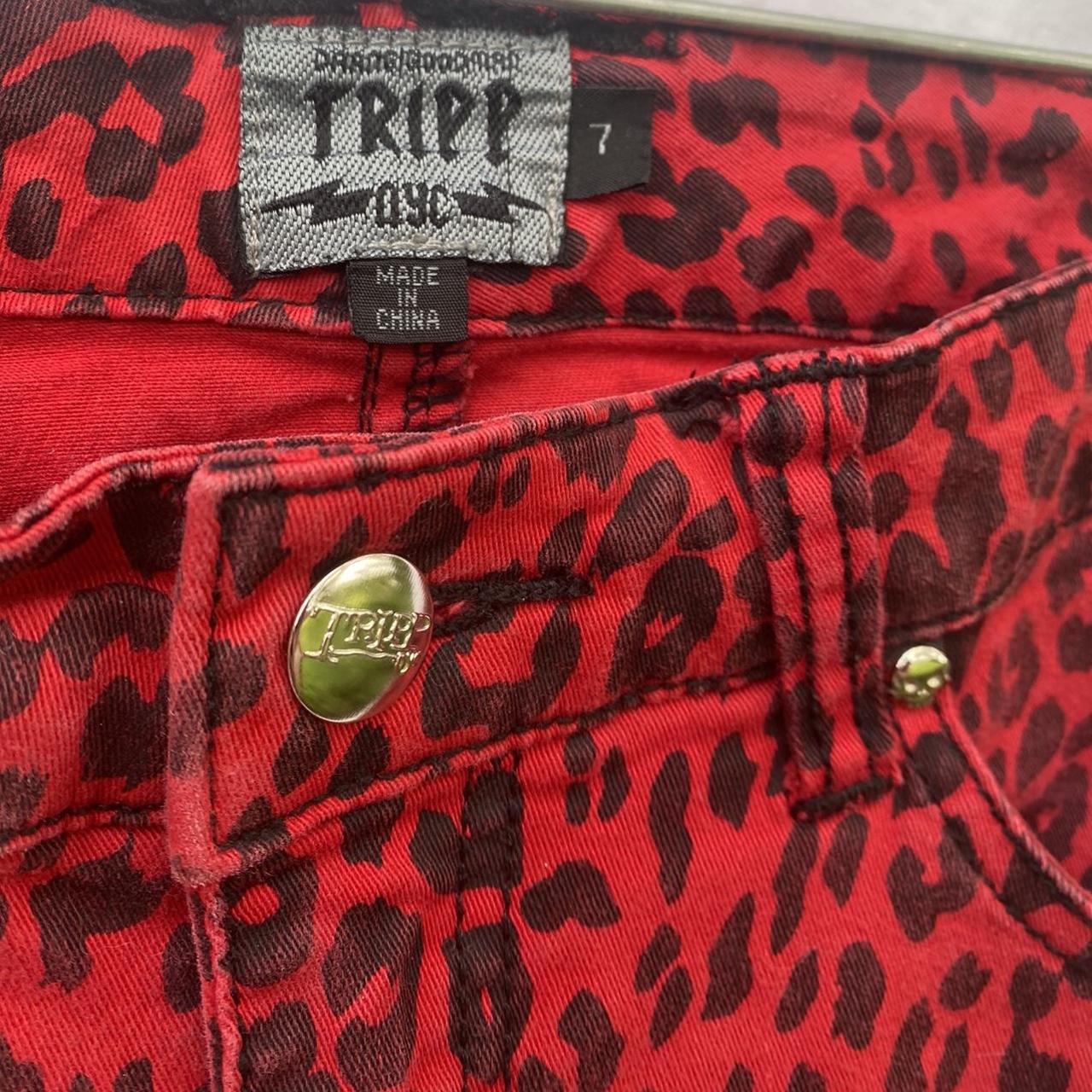 trippy nyc red cheetah print low waisted vintage... - Depop