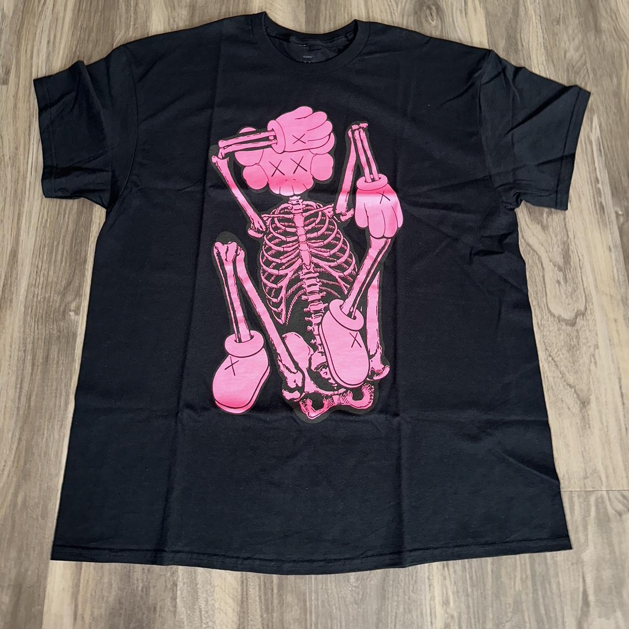 Dead Stock) KAWS Skeleton New Fiction Pink 'Black'... - Depop