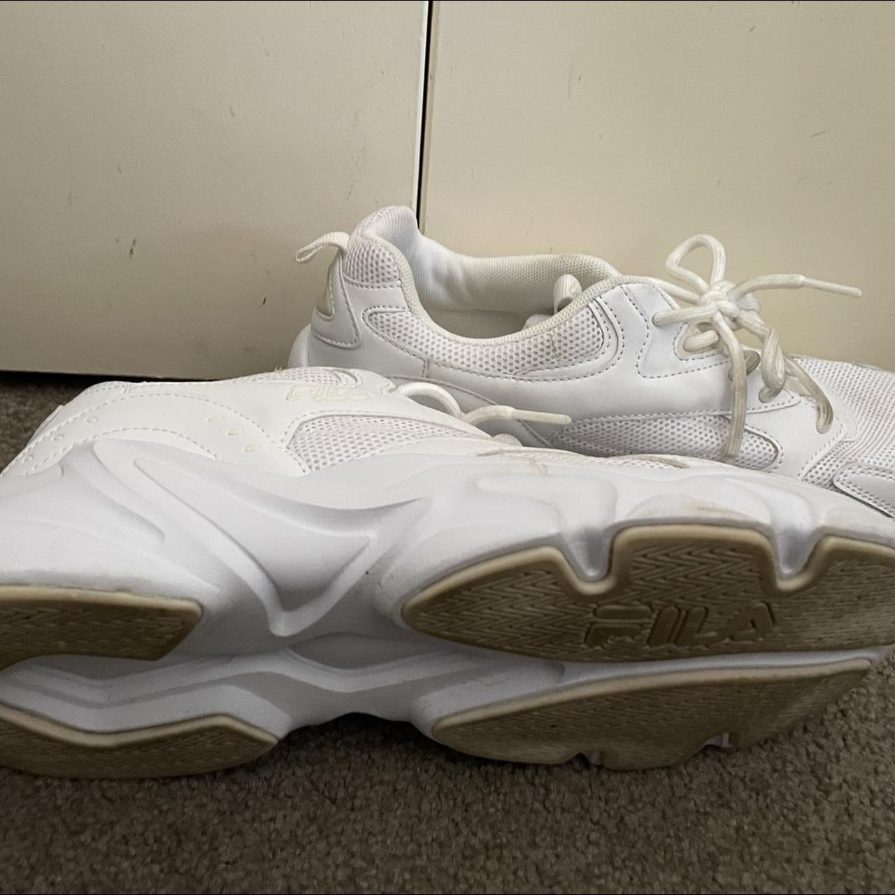 Fila white chunky runners / sneakers. Worn a... - Depop