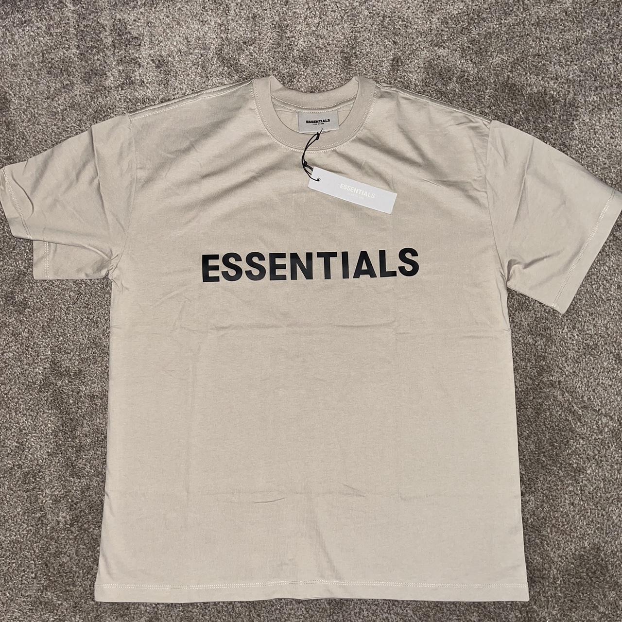 Essentials Men's Cream T-shirt | Depop