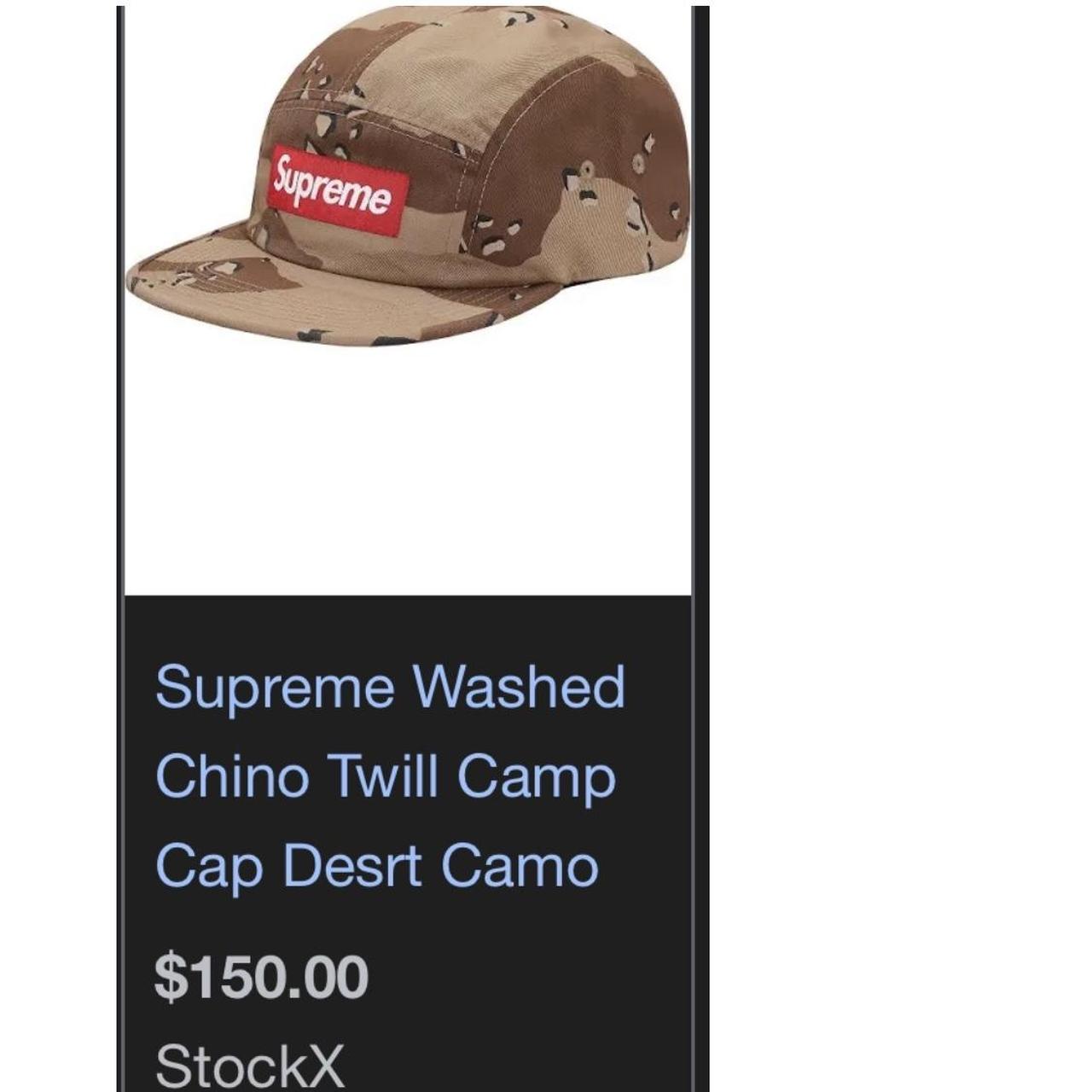 supreme washed chino twill camp cap desert camo FW17... - Depop