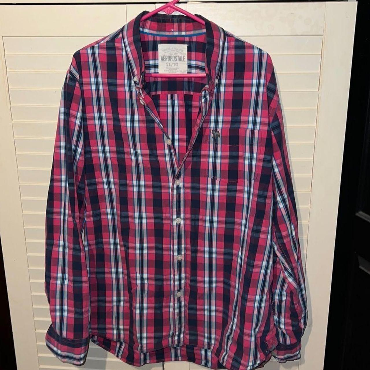 AéRopostale men’s plaid button down shirt, long... - Depop