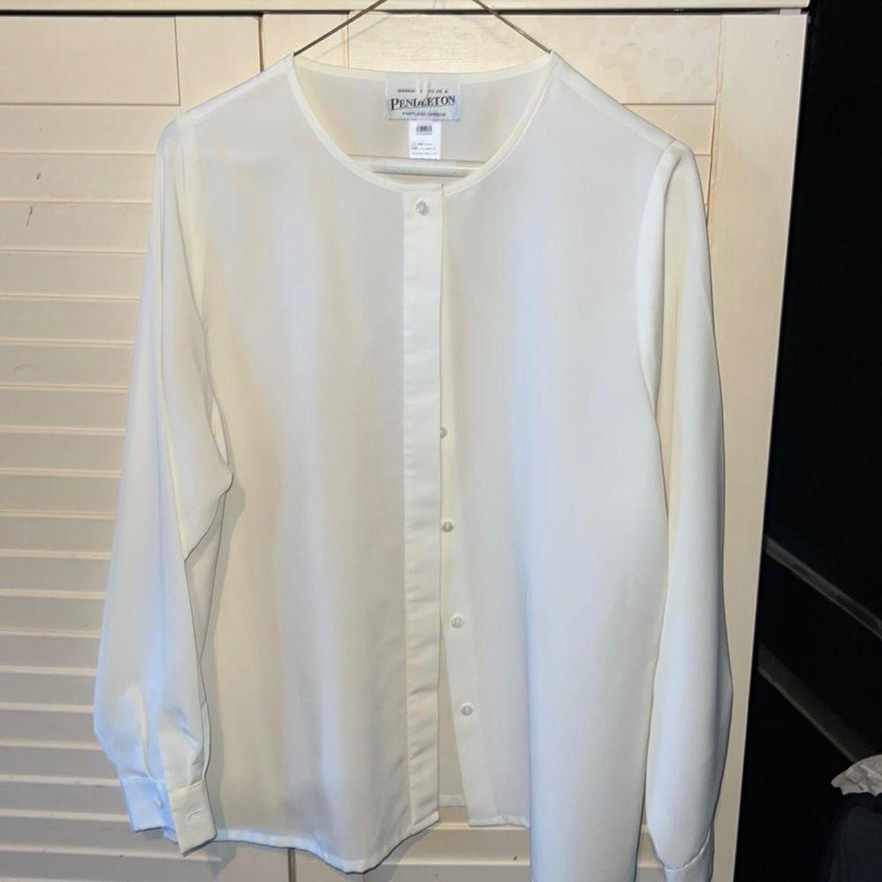 Vintage Pendleton cream color button up blouse with... - Depop