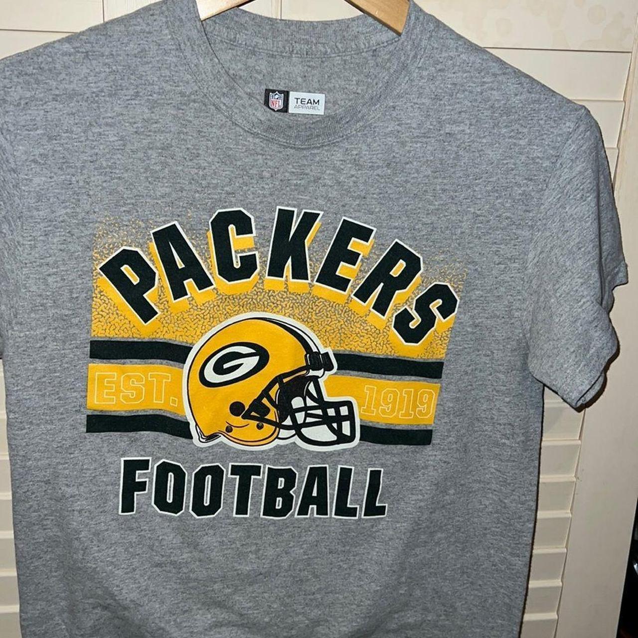 NFL Team Apparel Green Bay Packers Mens Small Yellow Short Sleeve Tee T  Shirt