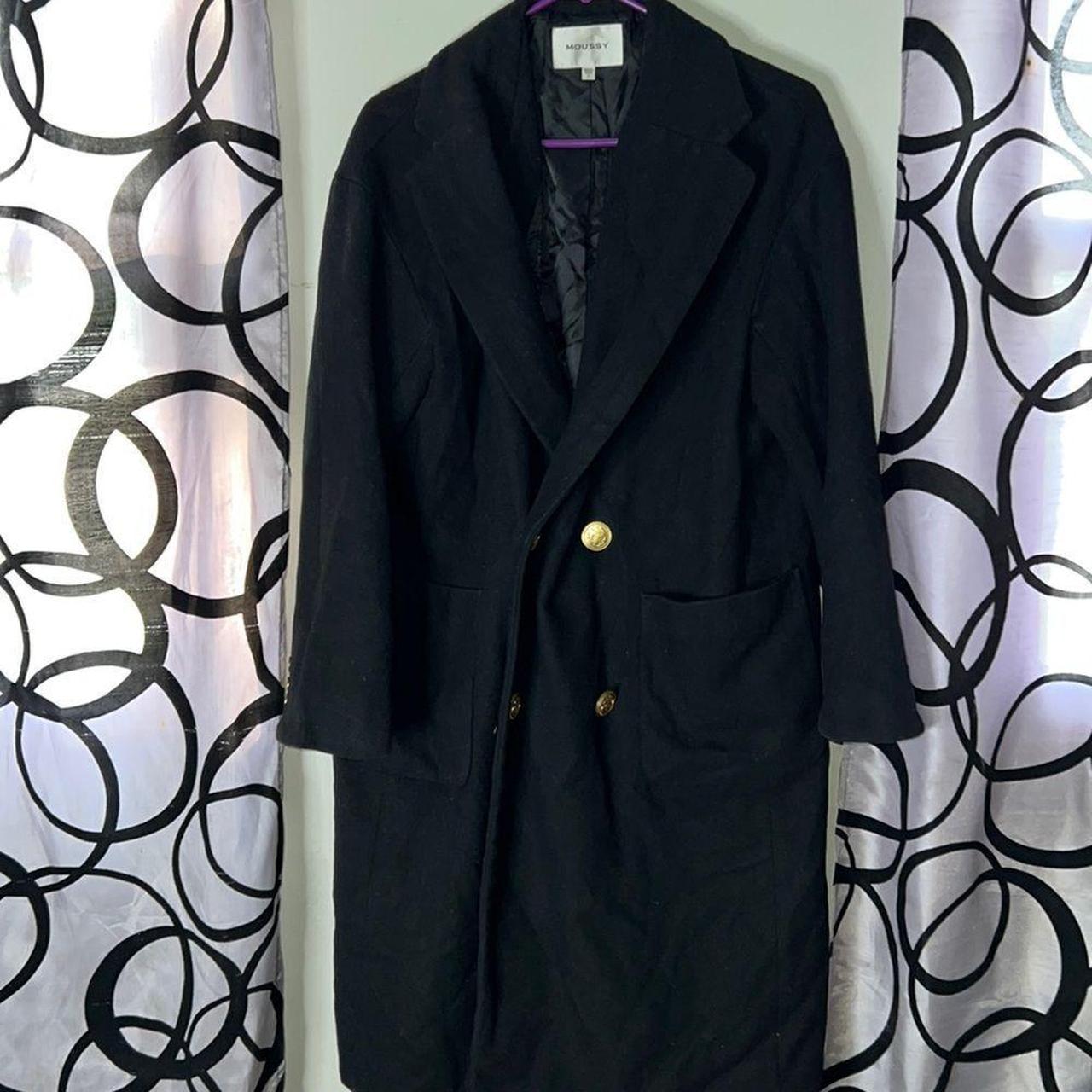 Moussy Vintage Black Trench Overcoat Size Small with... - Depop