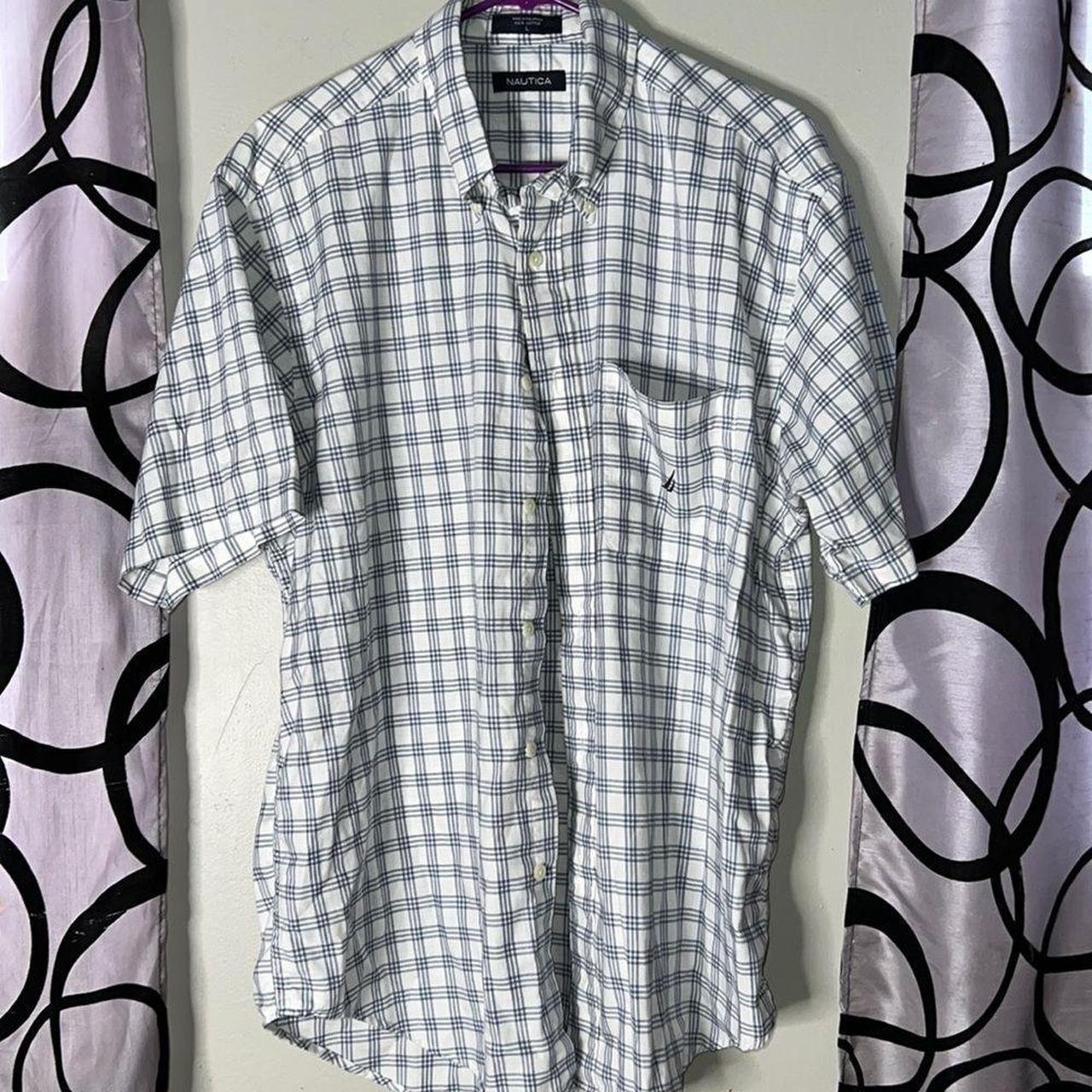 Nautica, short sleeve button down shirt size large, - Depop