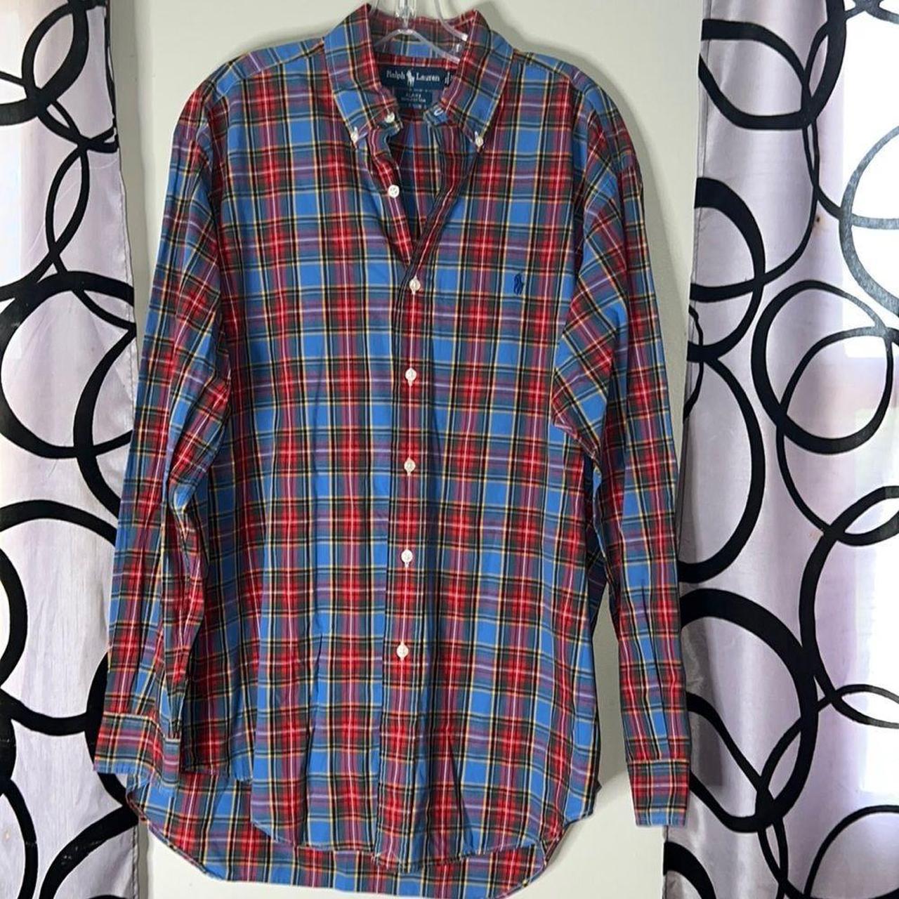 Ralph Lauren Men's Blue and Red Shirt | Depop