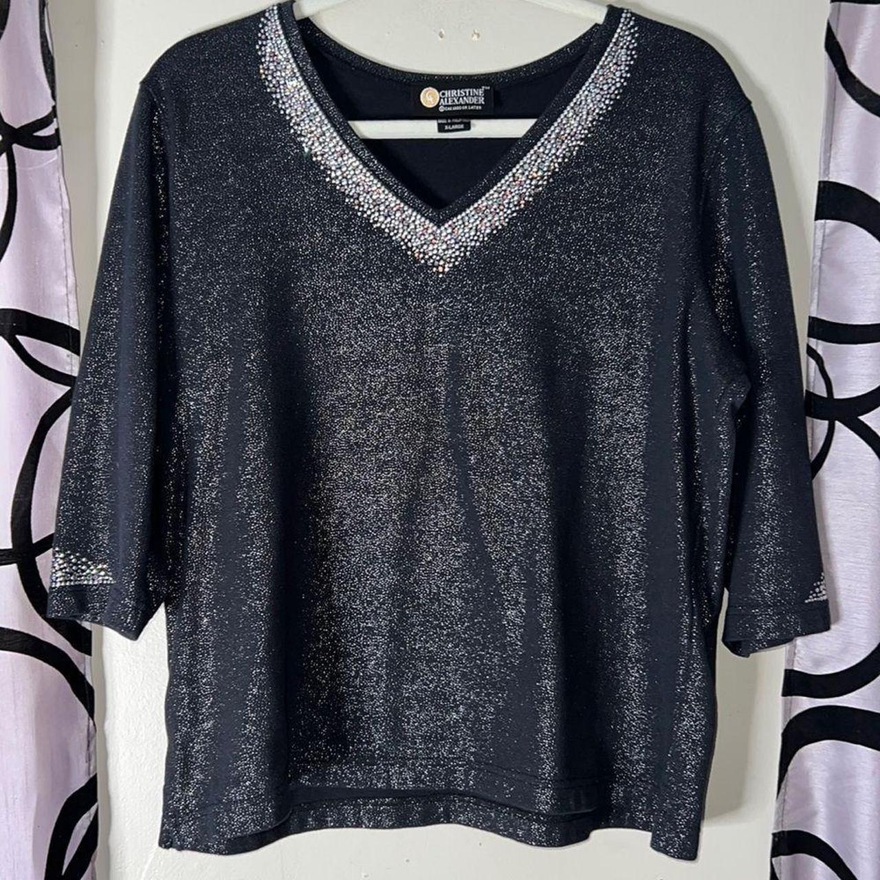 Women's Silver and Black Blouse | Depop