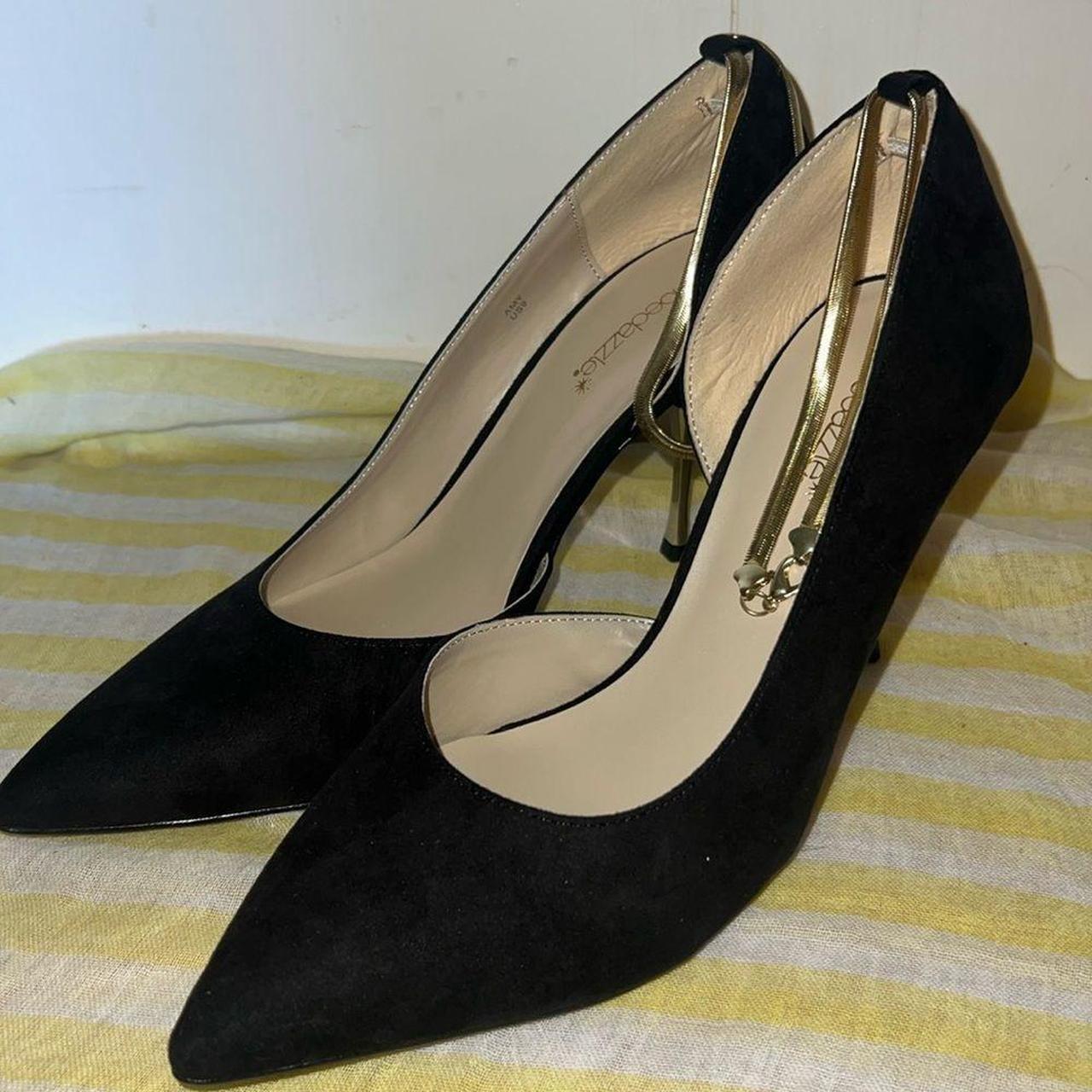 Black and gold heels with ankle strap best sale