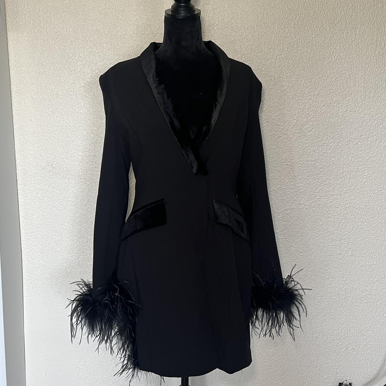 Madeline Black Feather Trim Blazer Dress – Miss Circle