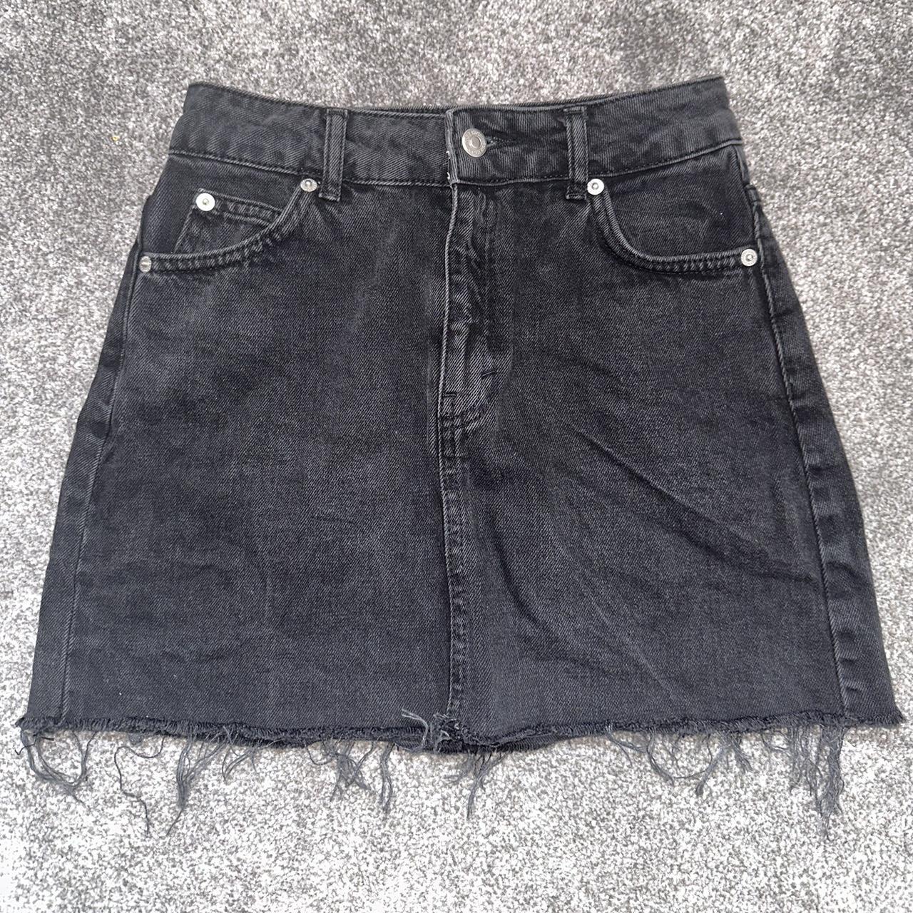 Topshop Womens Size Denim Black Skirt (Regular)