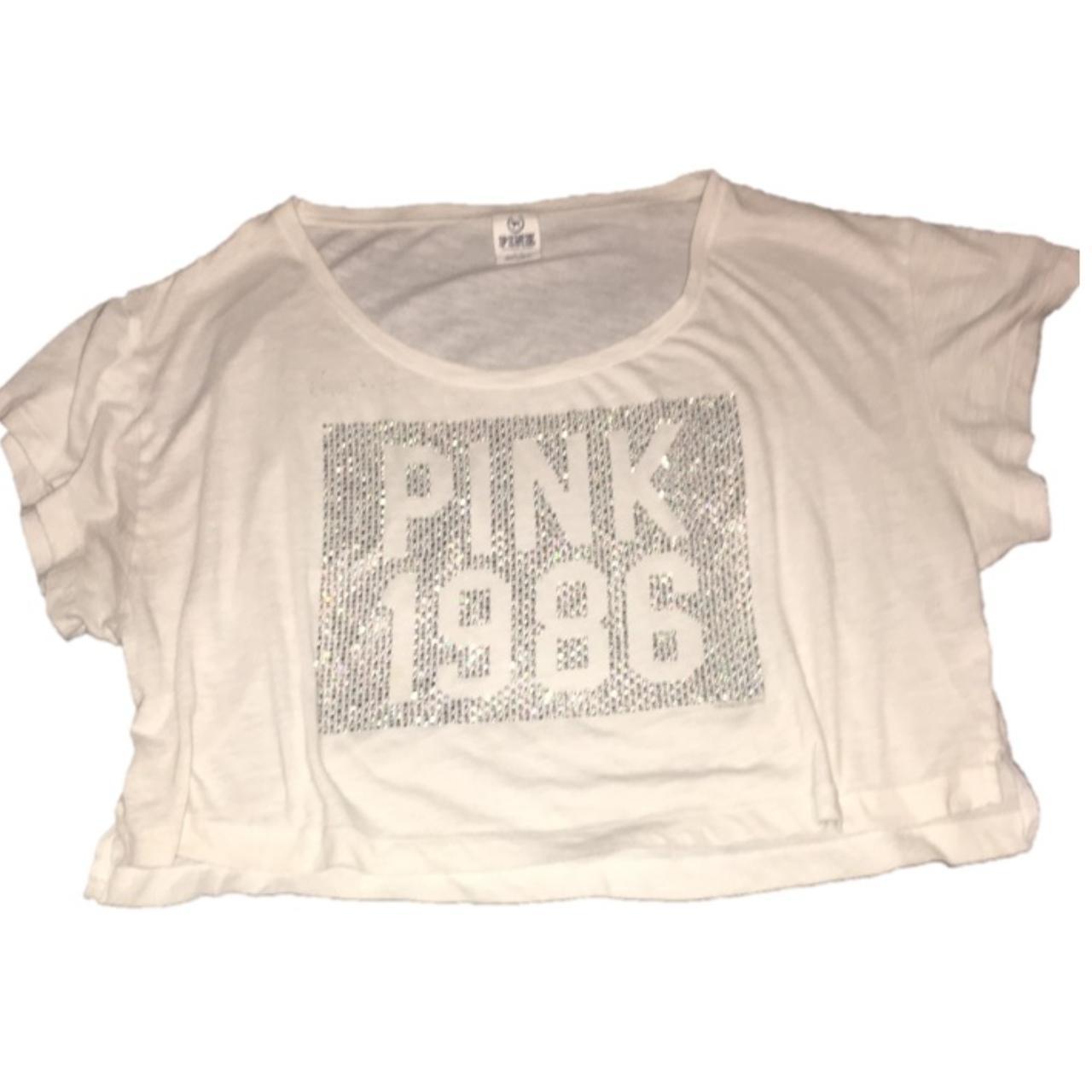 Victoria's Secret Pink 1986 rhinestone semi sheer... - Depop