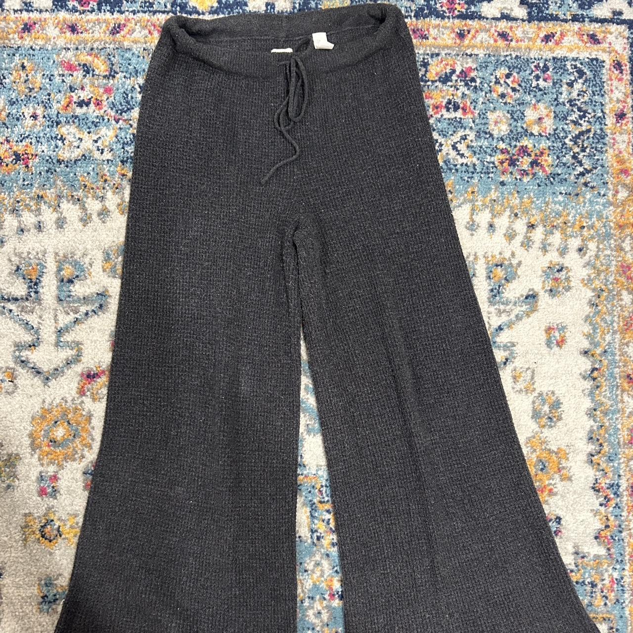 grey knit wide leg aerie pants - Depop