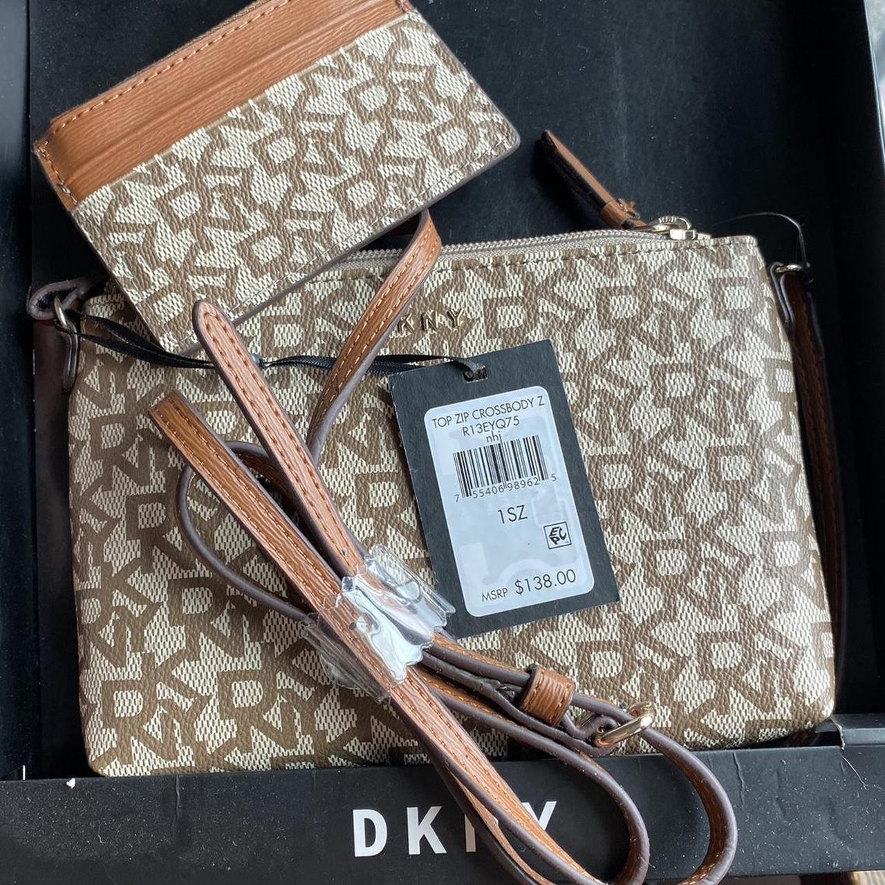 Medium size beige/nude DKNY bag. Used a few times - Depop