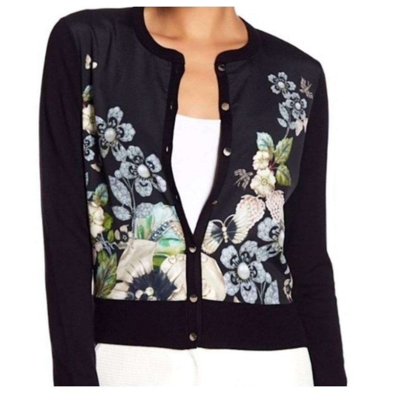 Ted Baker TEELIE Floral Butterfly Gem Black Cardigan | Depop