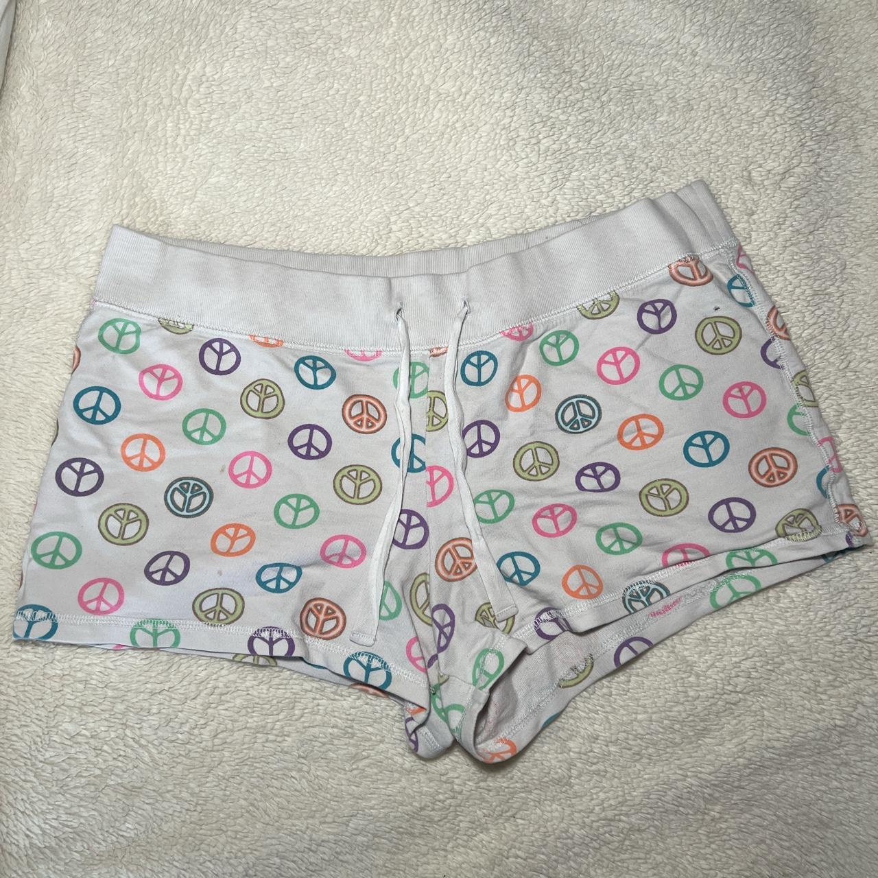 Vintage Justice Pajama Peace Sign Shorts Size US Depop