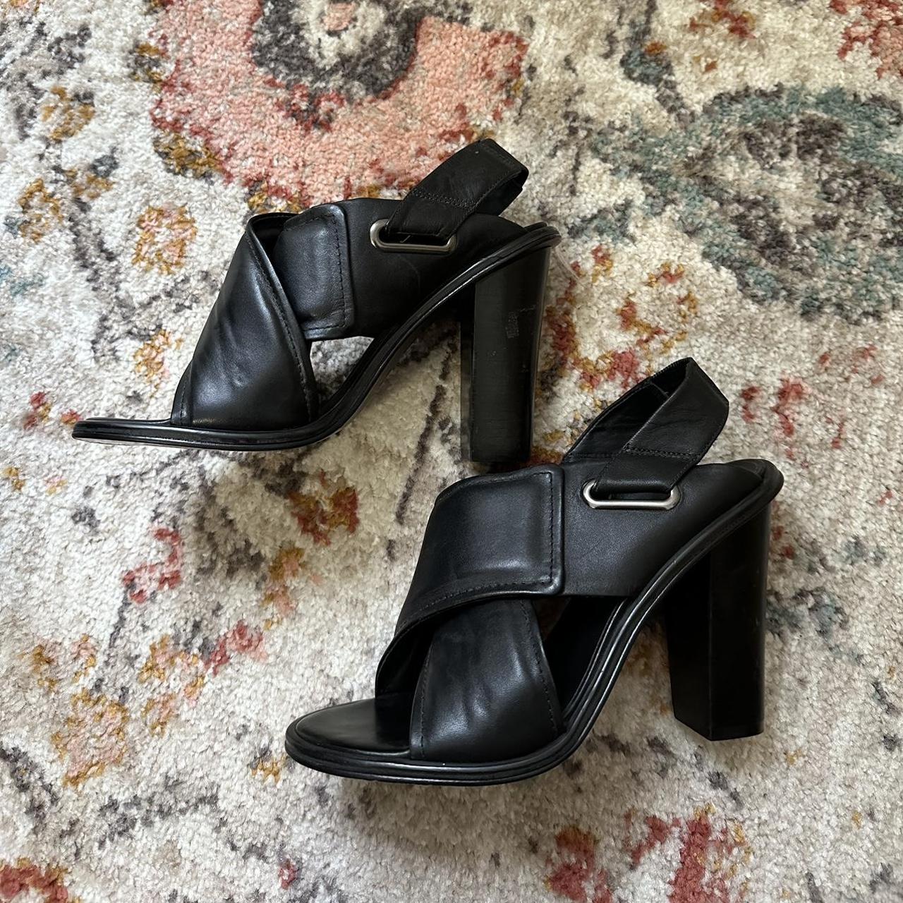 Tibi black leather slingback sandals heels Perfect... - Depop