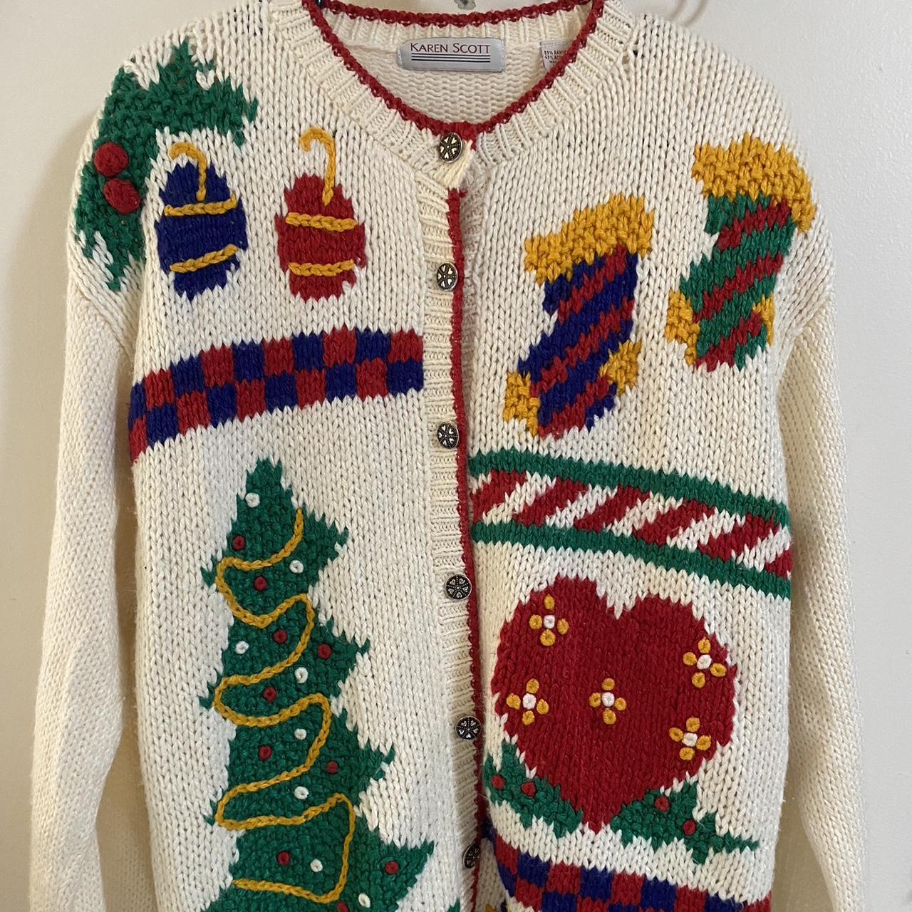 Vintage Karen Scott Christmas Sweater Cardigan In. Depop