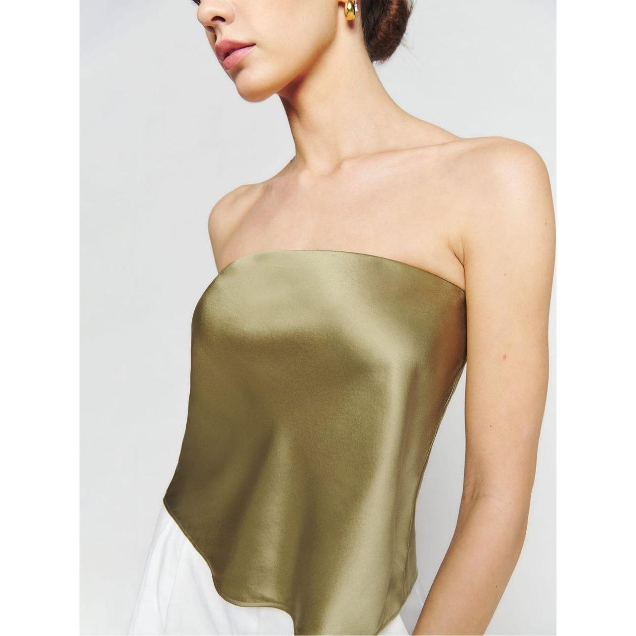 Green Spritz strapless silk top, Reformation