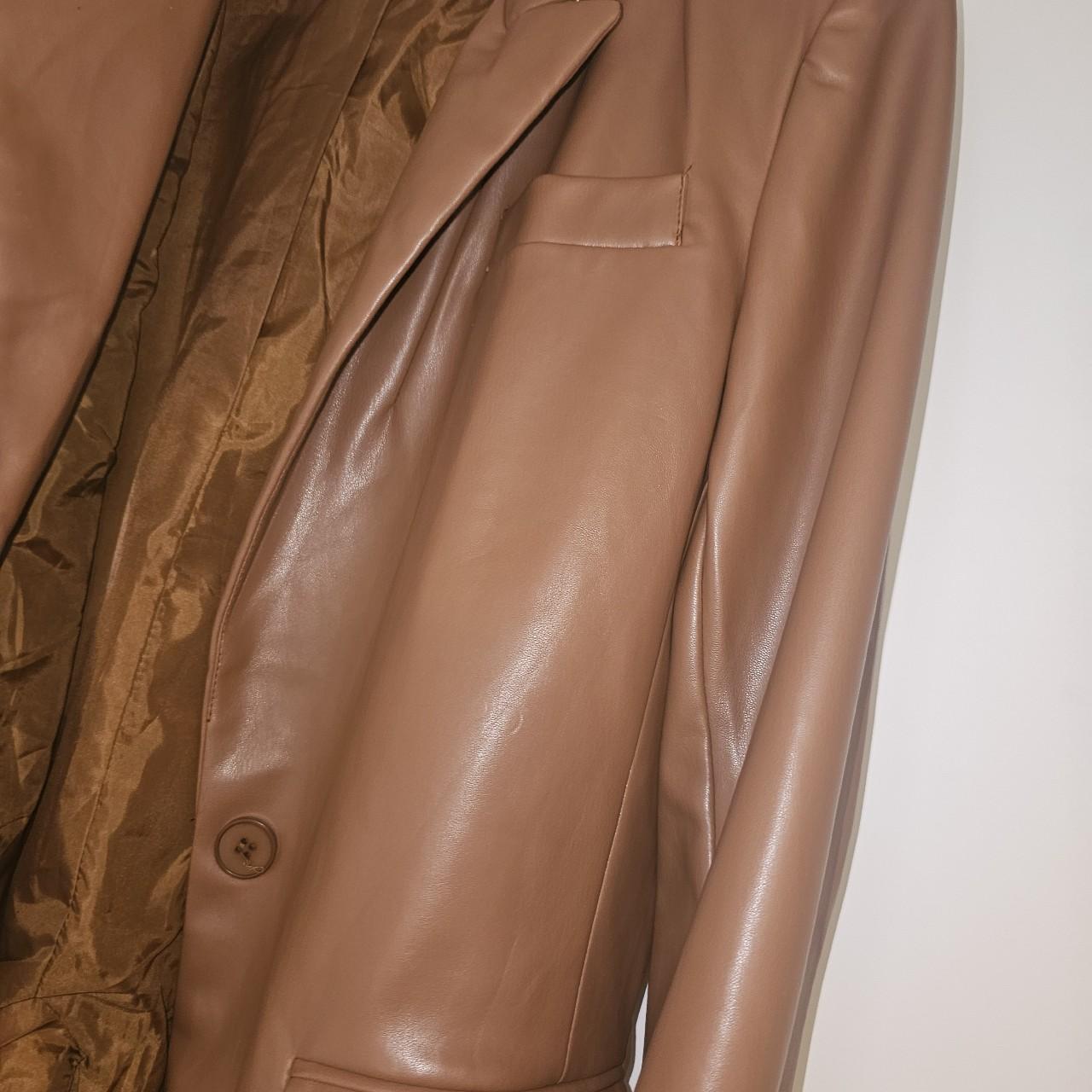 Brown faux leather blazer from Foschini Depop