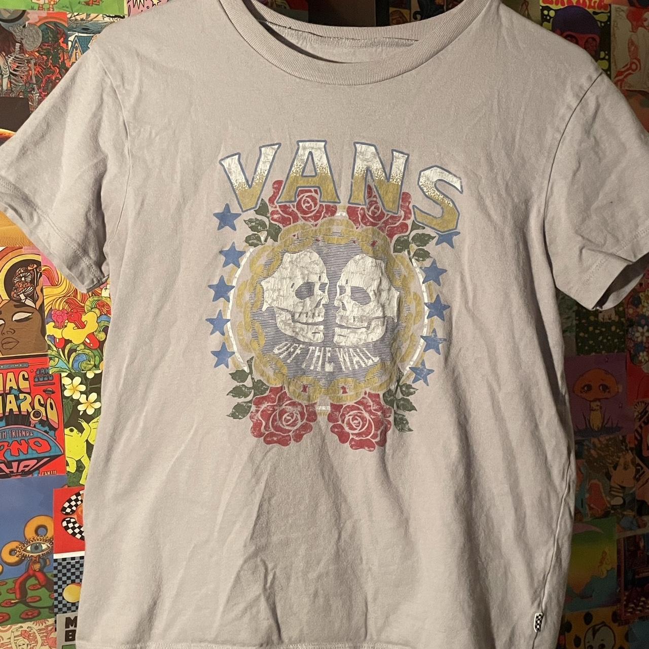 Vans Floral Skull Tee #vans #tee #vintage - Depop